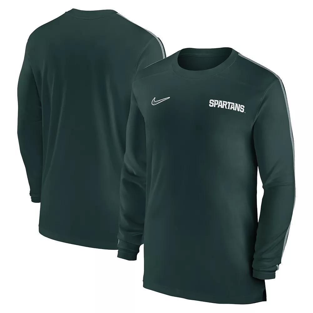 Men's Nike Green Michigan State Spartans 2024 Sideline Coach UV Performance Long Sleeve T-Shirt,  Product Image