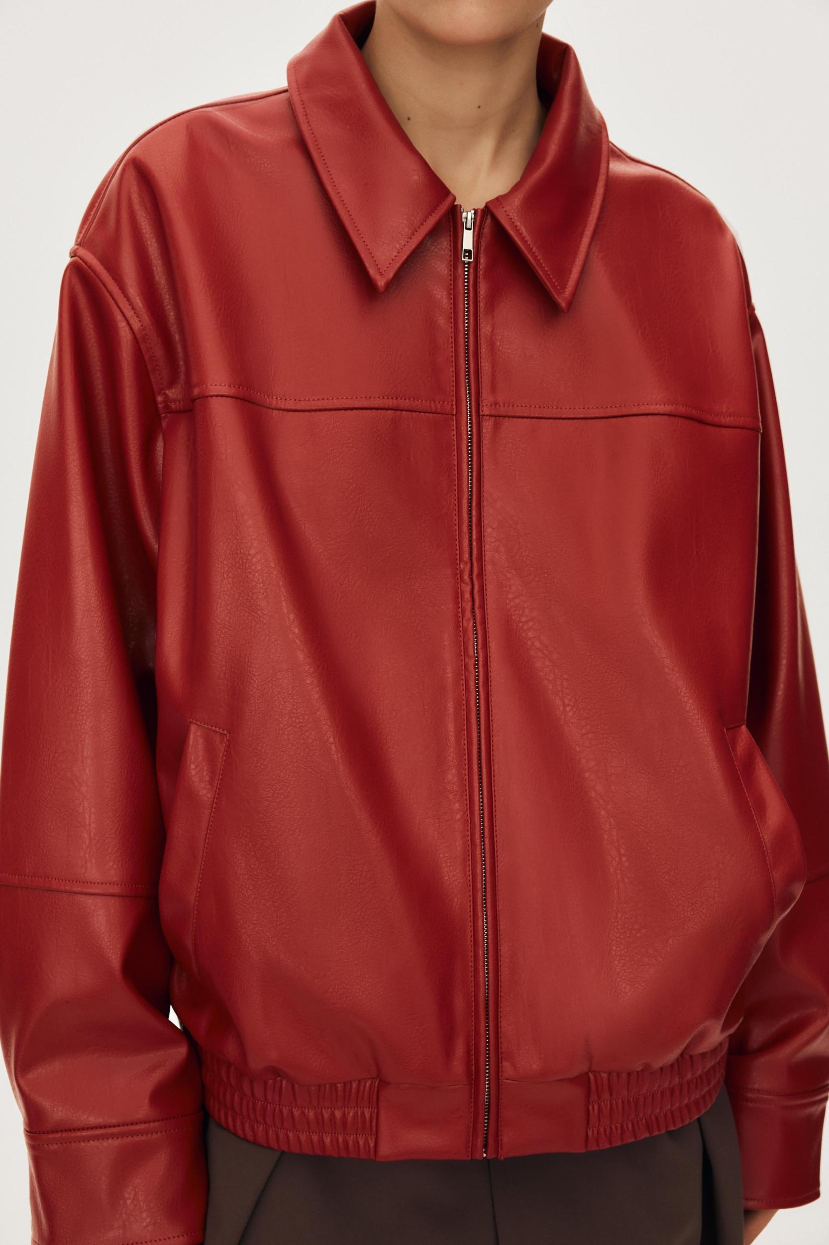 FAUX LEATHER BOMBER JACKET Product Image