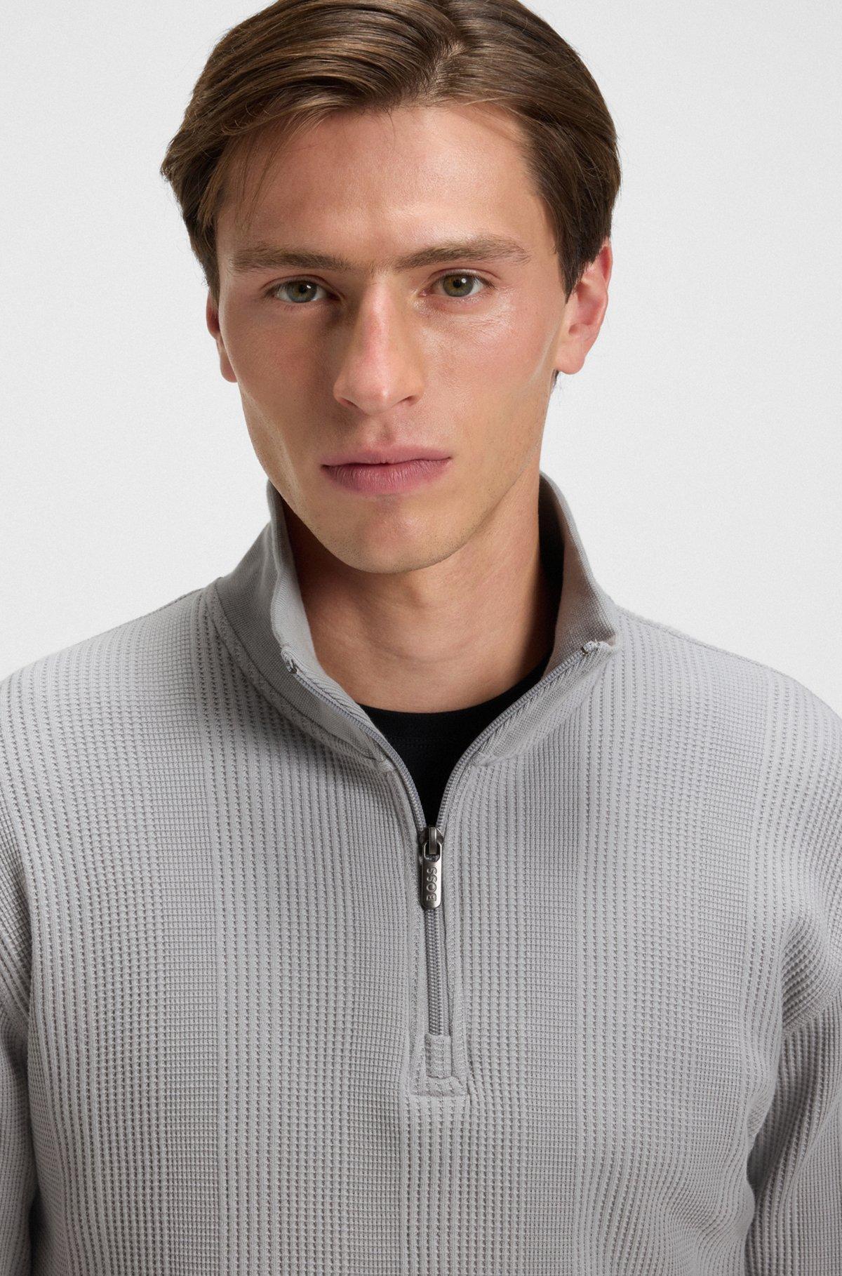 BOSS - Zip-through sweatshirt in cotton - Light Grey Product Image
