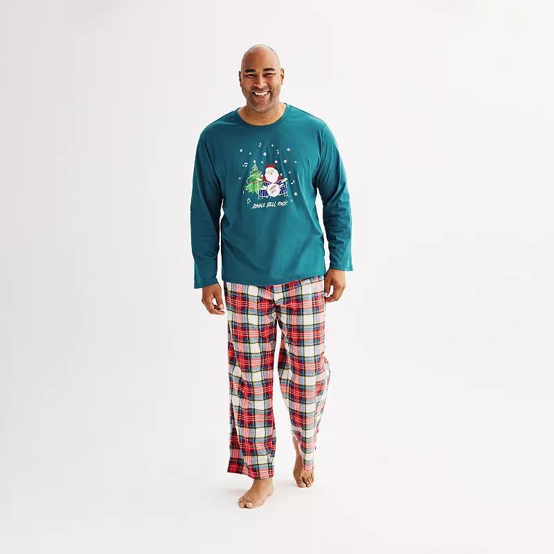 Big & Tall Jammies For Your Families® Jingle Bell Rock Santa Claus Pajama Top & Pajama Bottoms Set, Men's, Size: 3XLT, Medium Skin Tone Santa Product Image