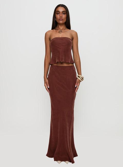 Lucelia Maxi Skirt Brown Product Image