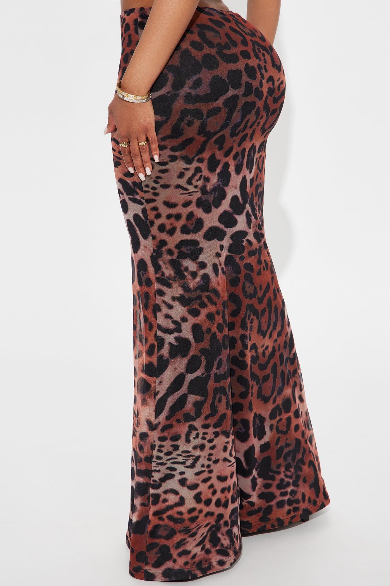 She's Been Spotted Leopard Mesh Maxi Skirt - Brown/combo Female Product Image