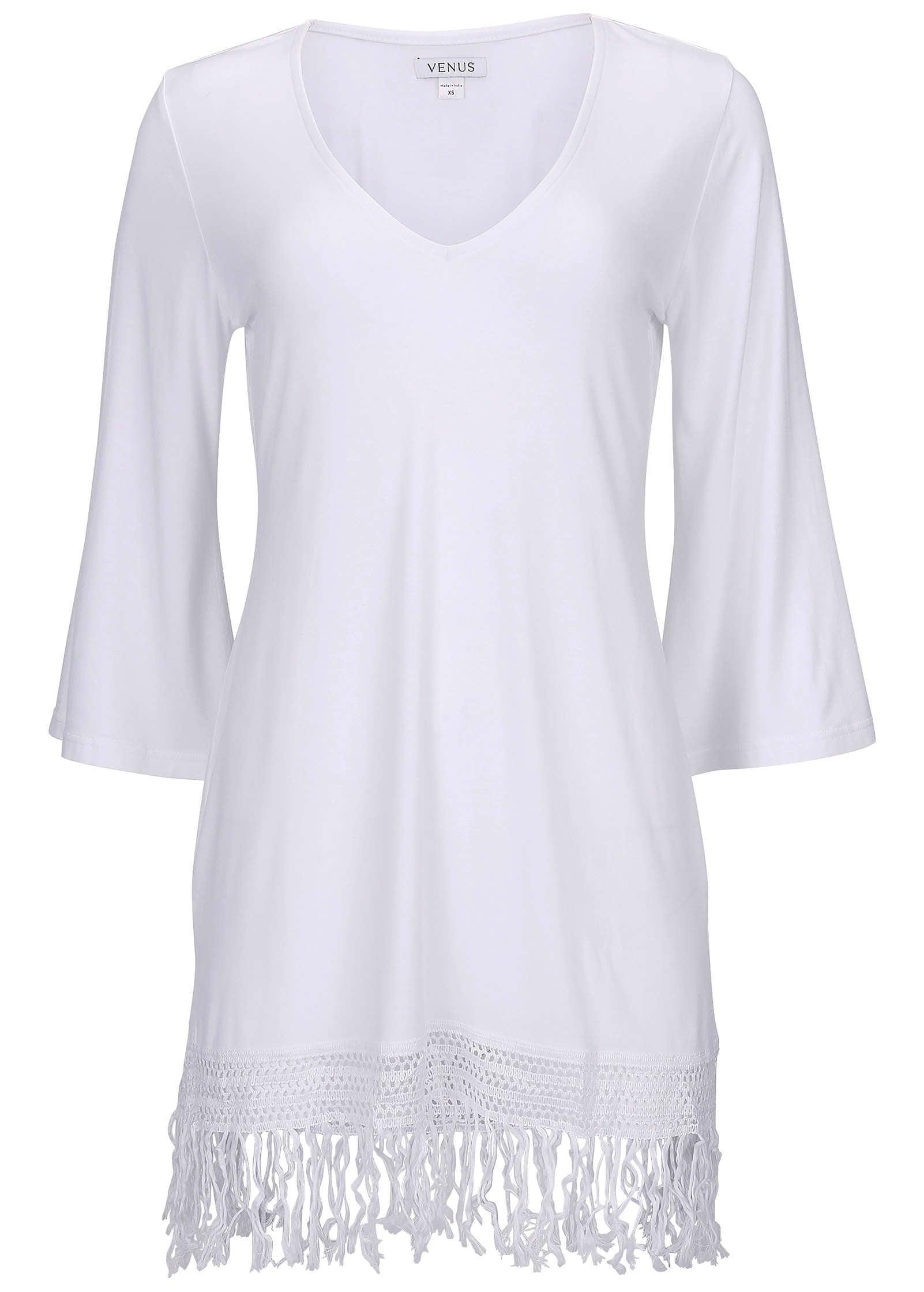 Knit Tunic Cover-Up Dress - White Product Image