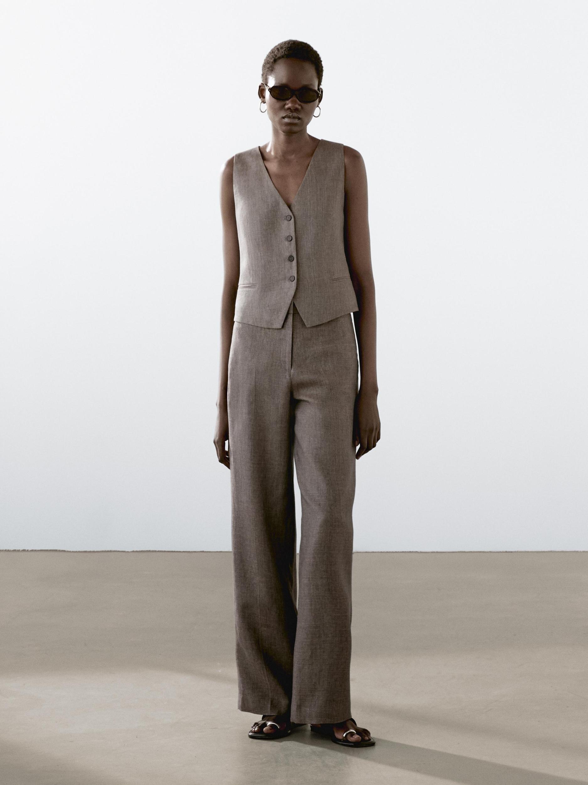 Flowing 100% linen trousers Product Image