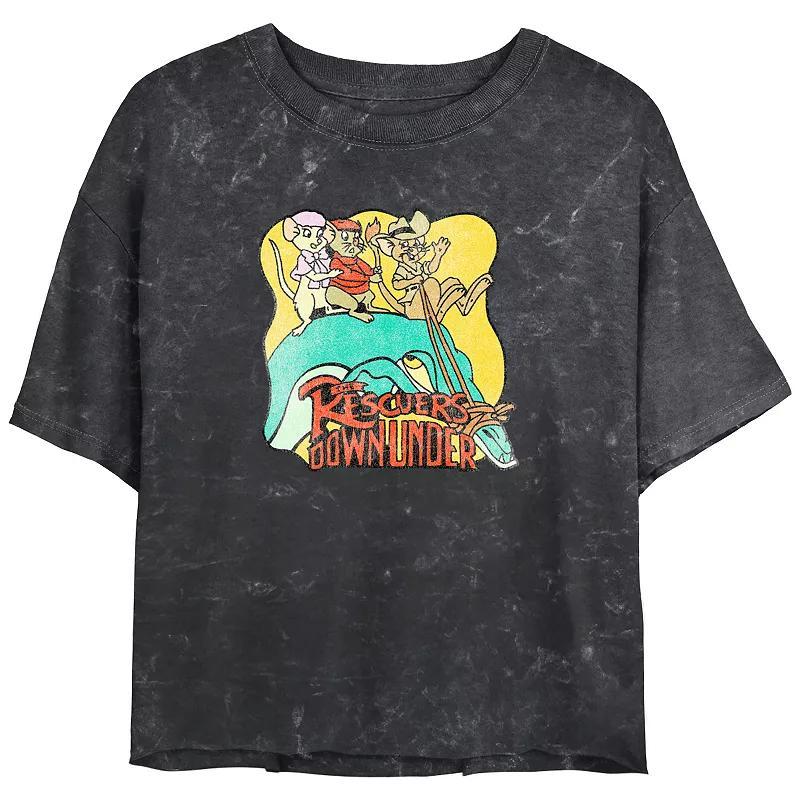 Disney's The Rescuers Down Under Wild Ride Juniors' Cropped Graphic Tee Top Mineral Wash Juniors' Graphic Tee, Women's, Size: Small, Black Product Image