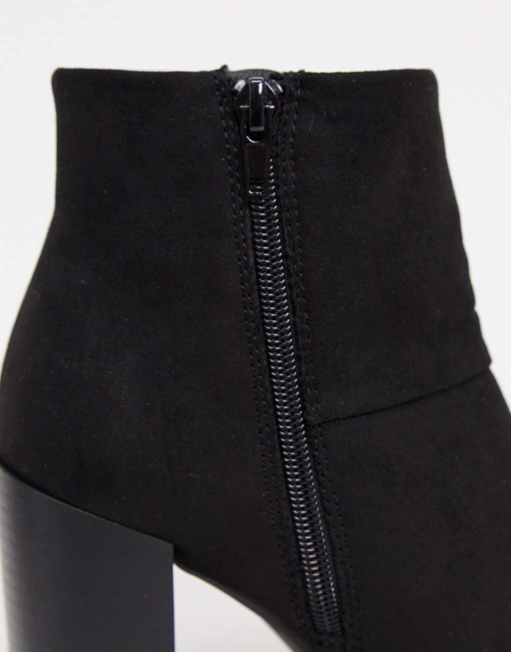 ASOS DESIGN stack-heeled ankle boots in black Product Image