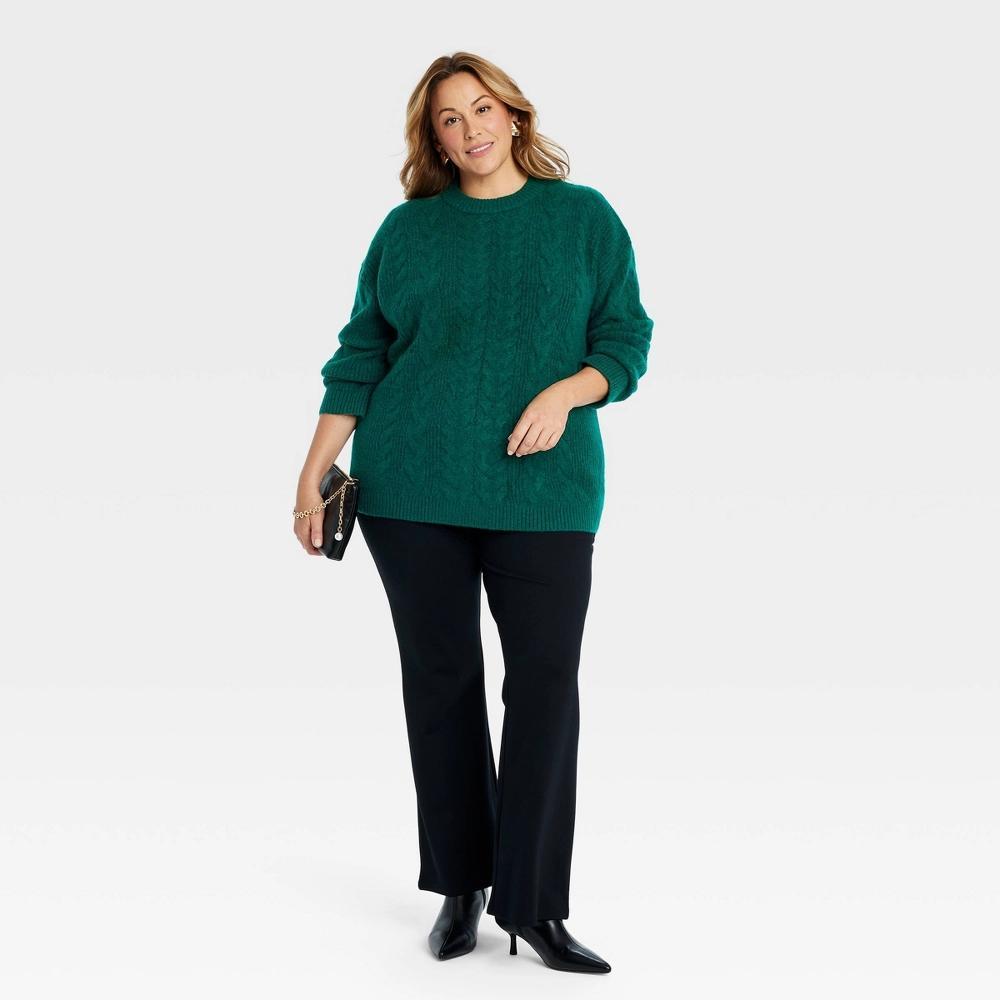 Women's Cable Knit Crewneck Pullover Sweater - Ava & Viv™ Product Image