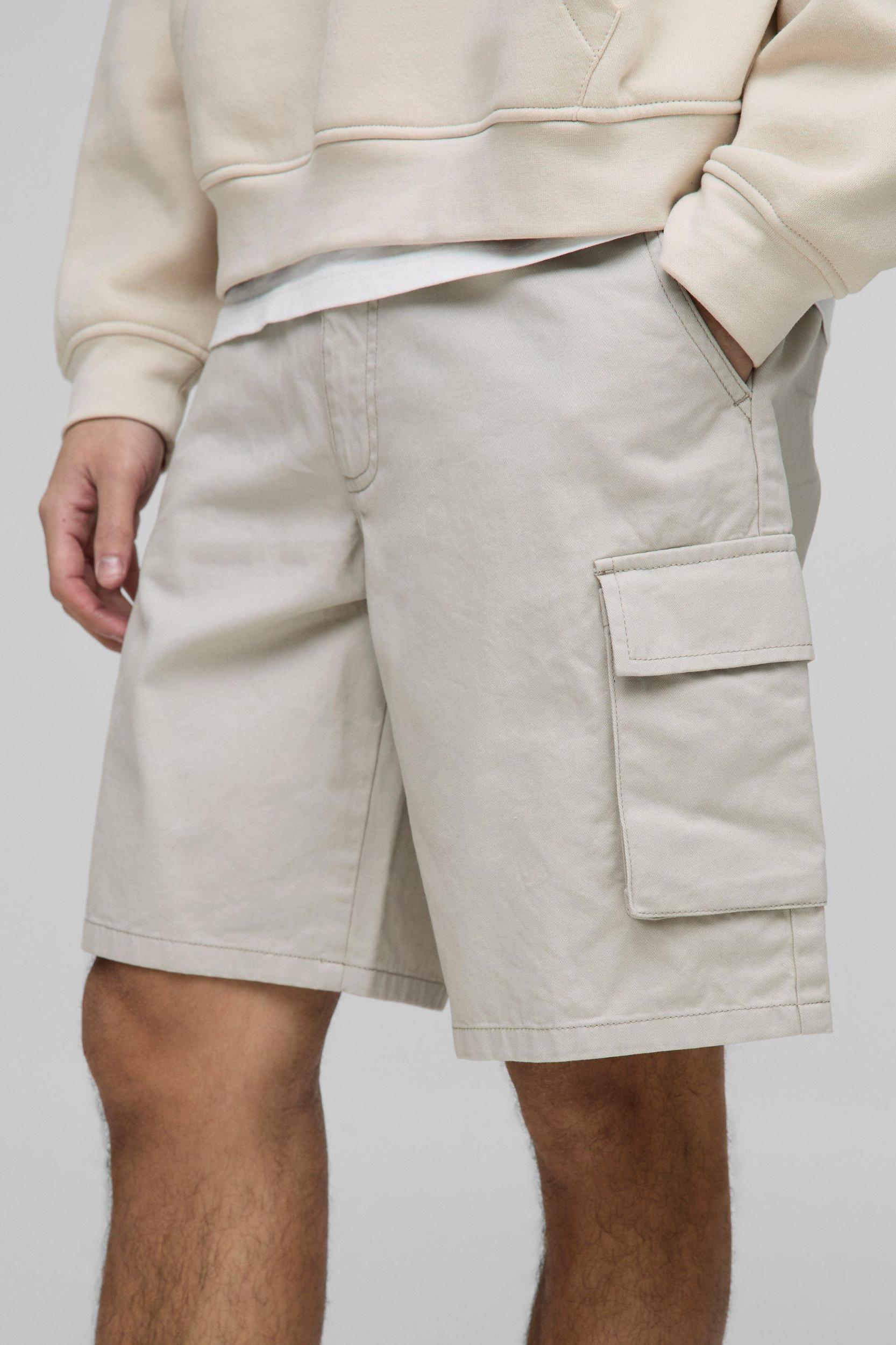Fixed Waist Baggy Cargo Twill Shorts | boohooMAN USA Product Image