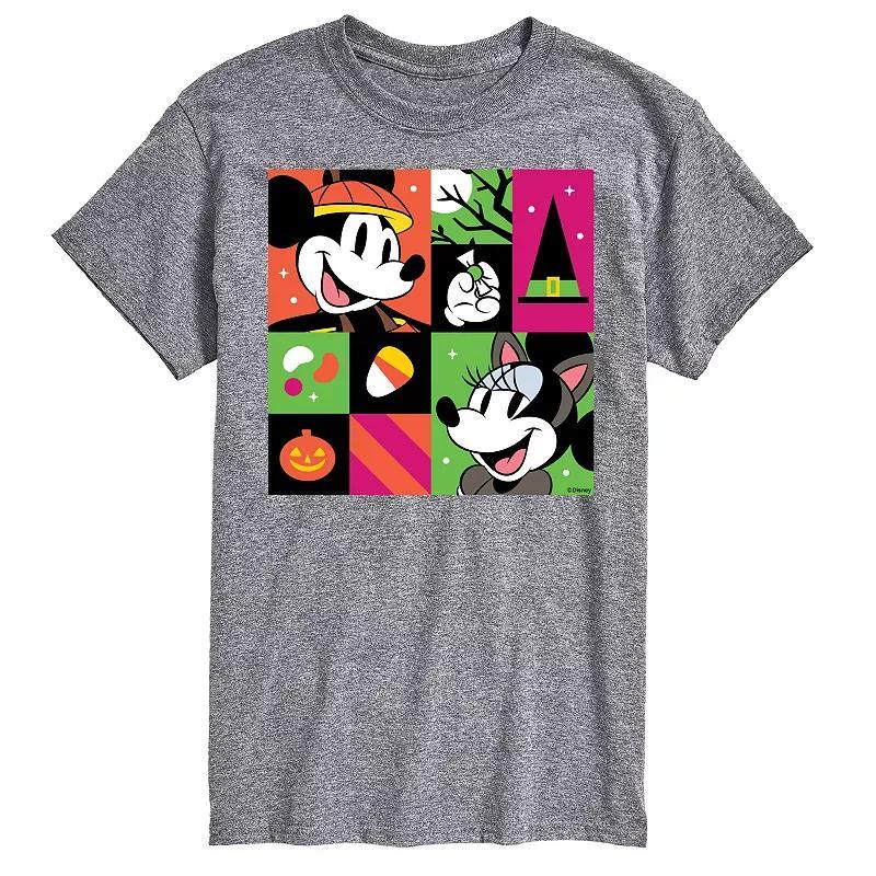 Disney's Mickey & Minnie Mouse Men's Trick Or Treat Grid Graphic Tee, Size: XL, Gray Product Image