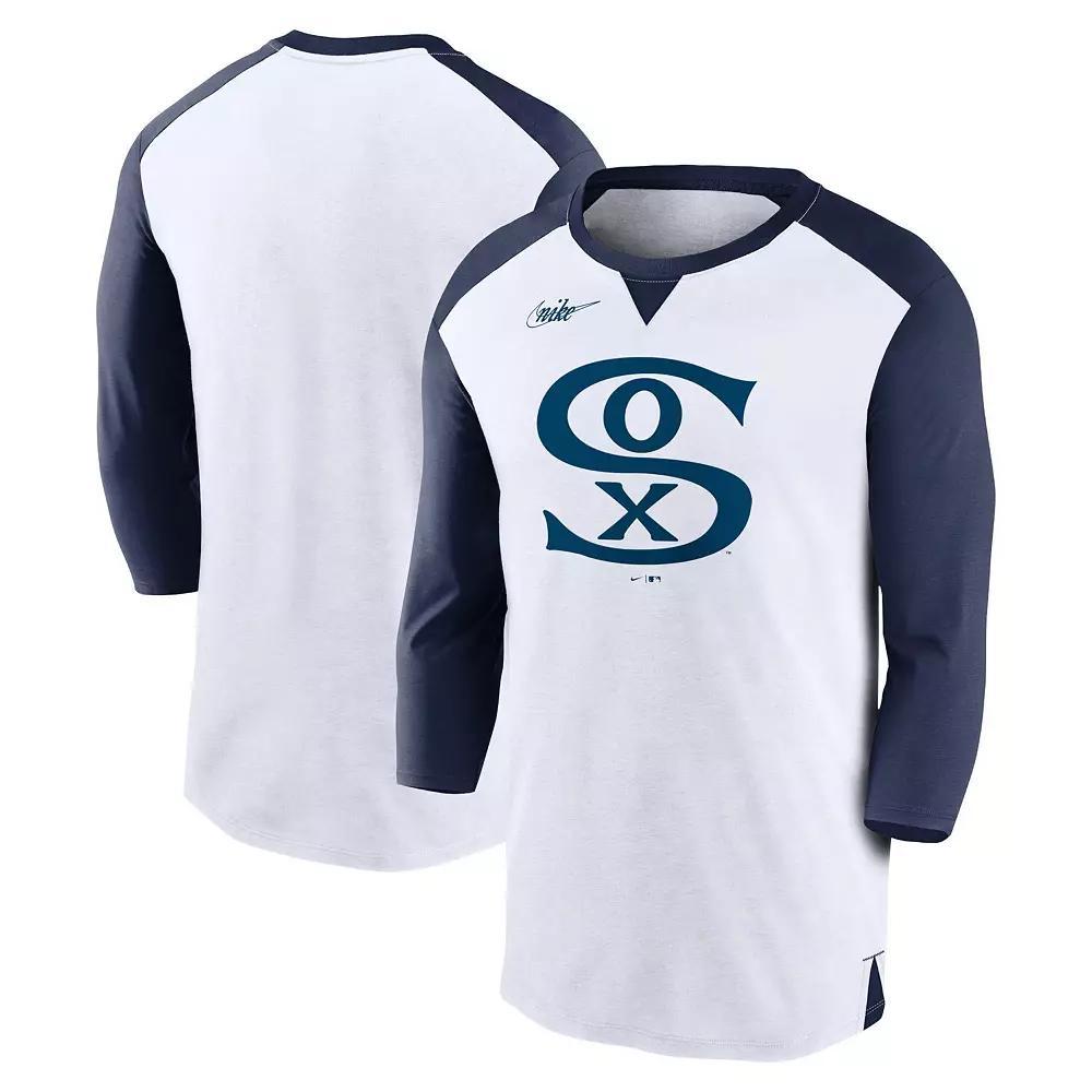 Men's Nike White/Navy Chicago White Sox Rewind 3/4-Sleeve T-Shirt,  Product Image