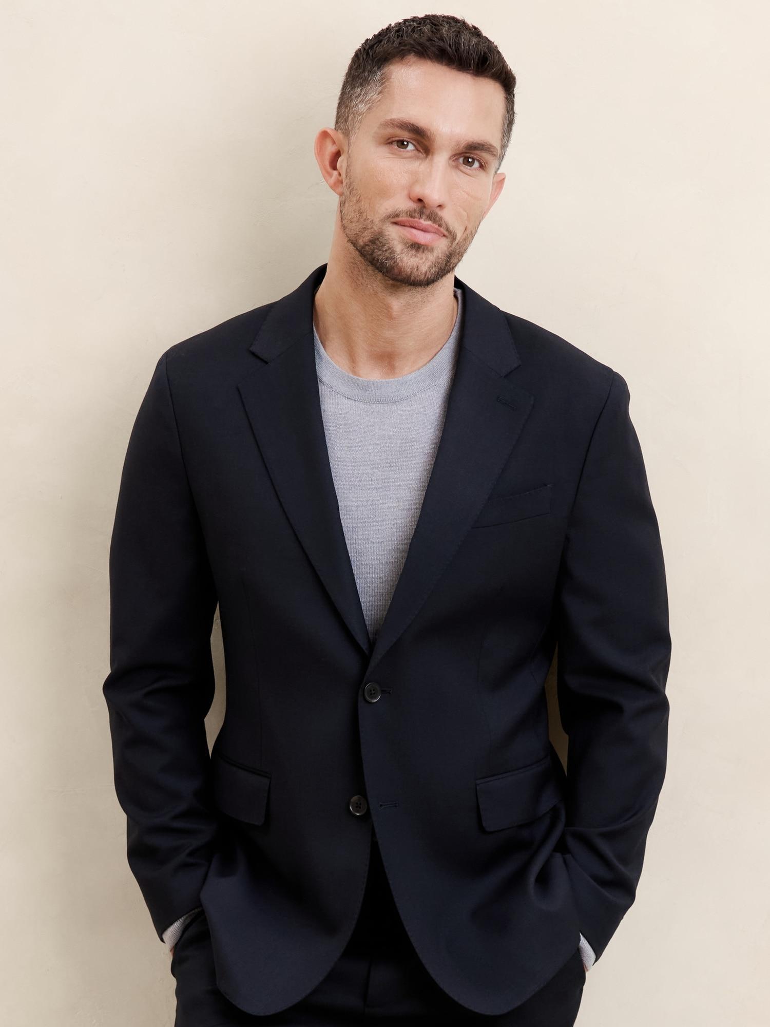 Tailored-Fit Luxe Wool-Blend Suit Jacket Product Image