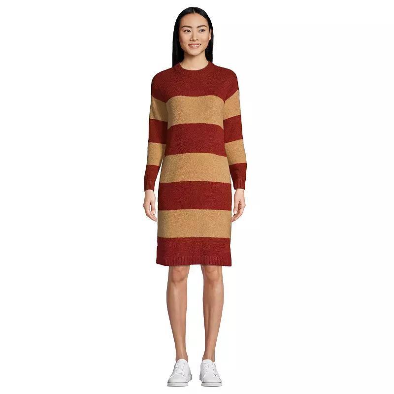 Womens Lands End Lounge Crewneck Sweater Dress Red Red Stripe Product Image