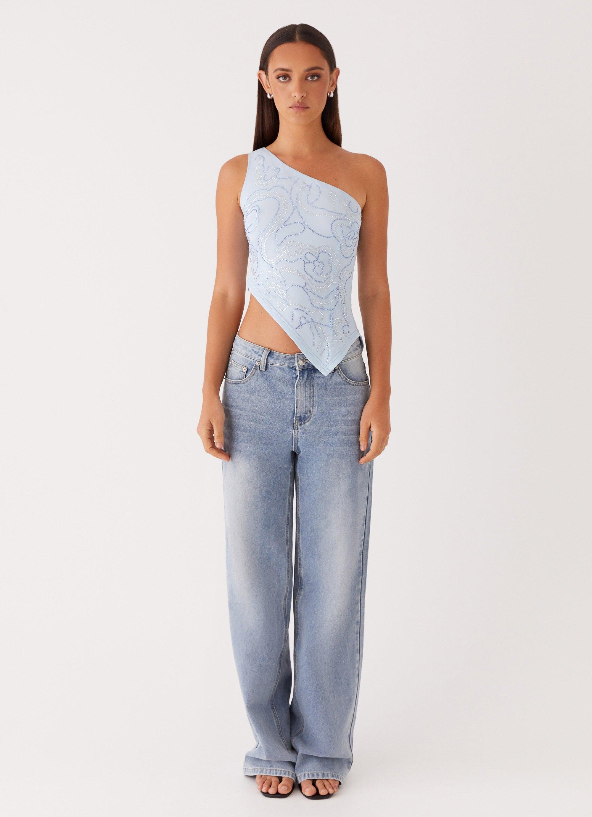 Mountain High Shoulder Top - Blue Product Image