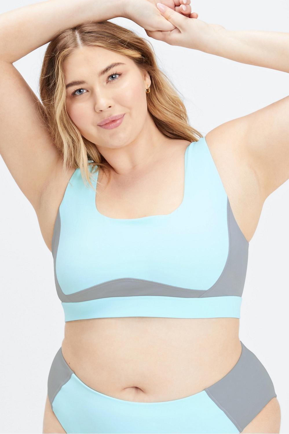 Fabletics Scoop Back Swim Bra Womens Blue Sky/Raincloud plus Size 3X Product Image