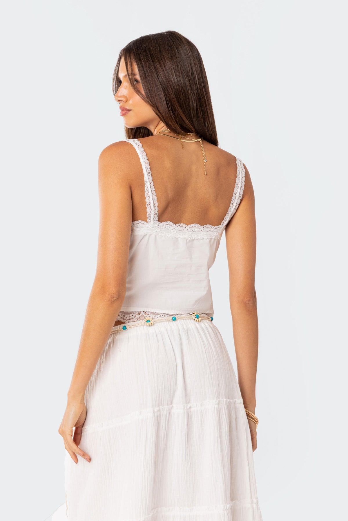 Peony Split Front Lacey Top Product Image