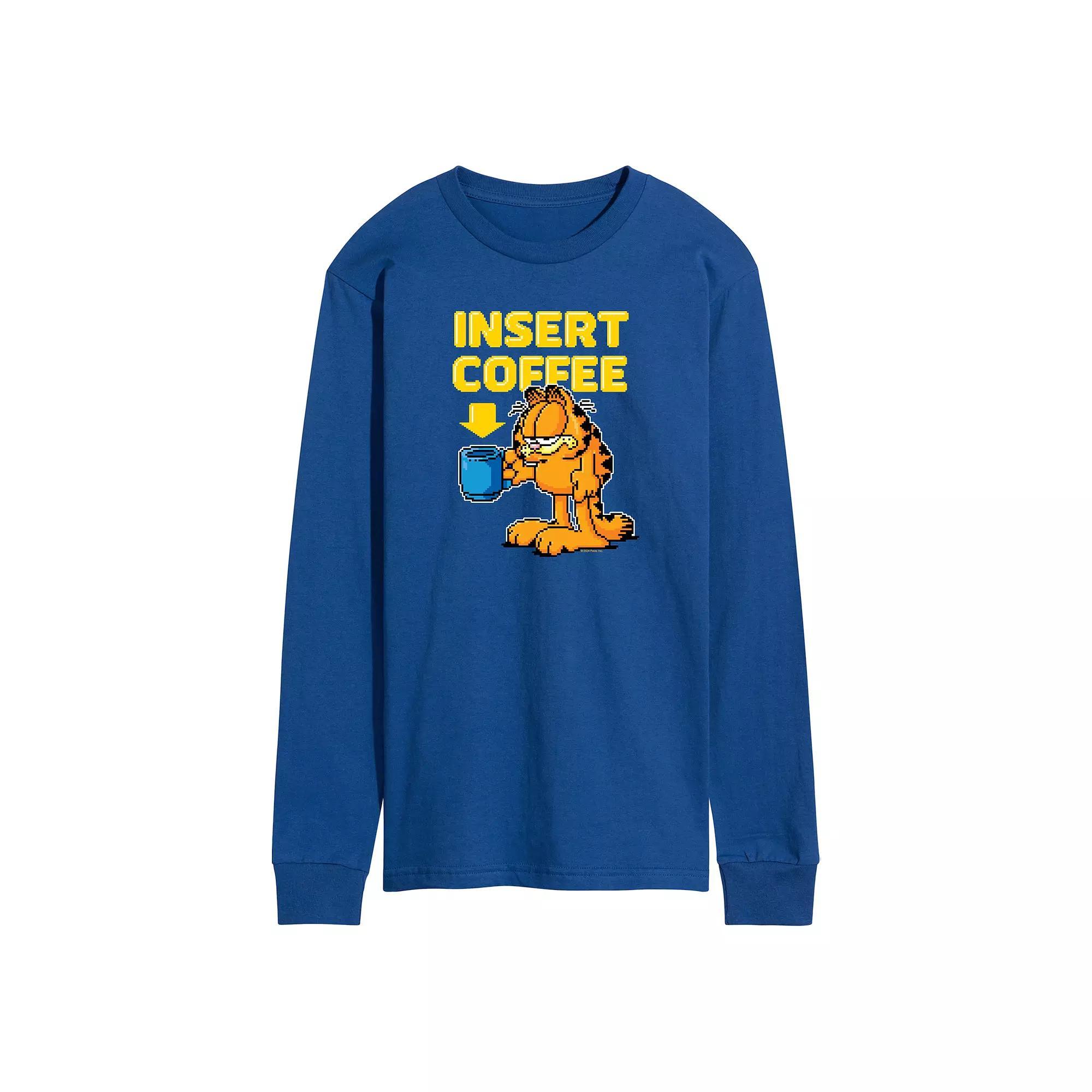 Men's Garfield Coffee Long Sleeve Graphic Tee,  Product Image