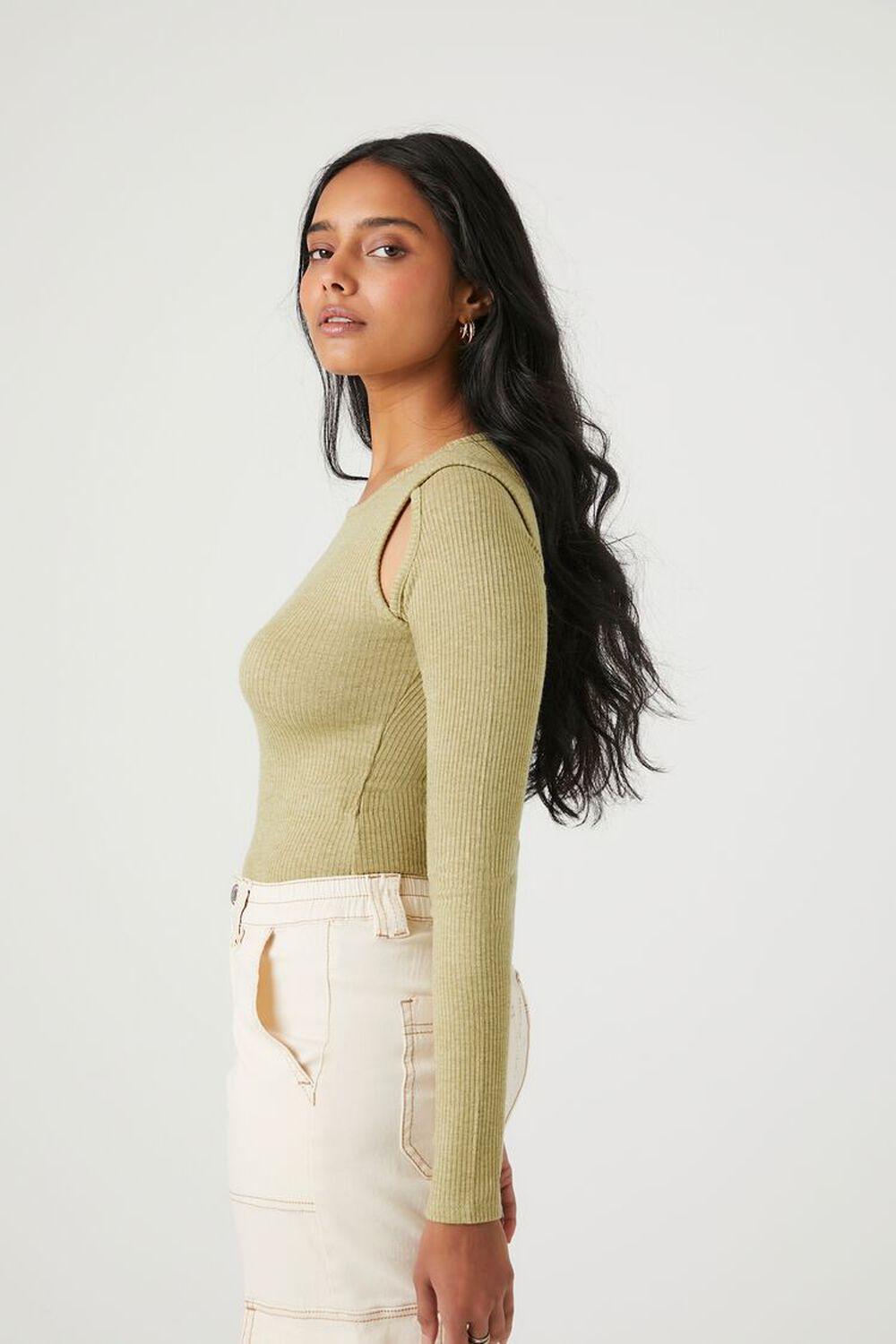 Ribbed Cutout Long-Sleeve Bodysuit | Forever 21 Product Image