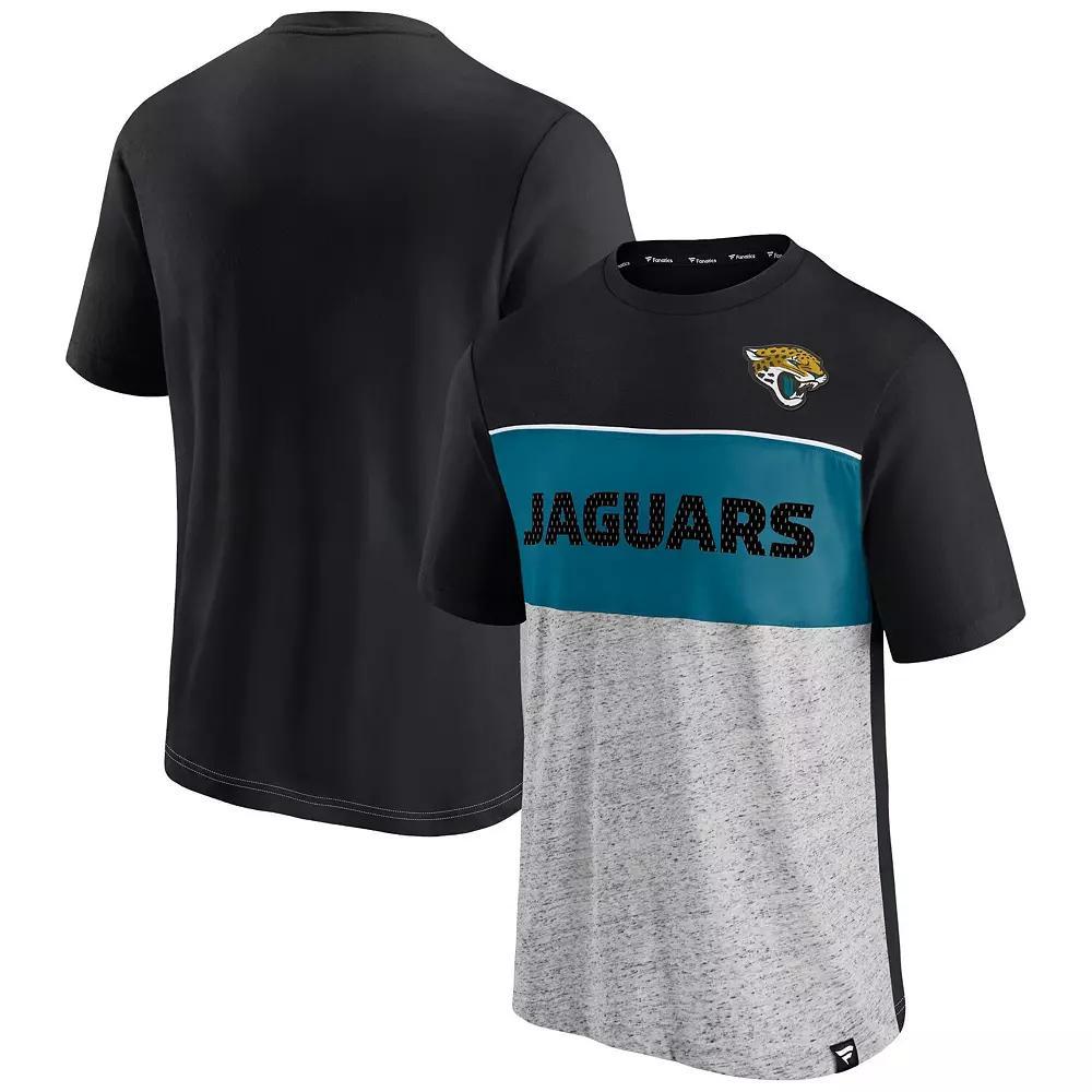 Men's Fanatics Branded Black/Heathered Gray Jacksonville Jaguars Colorblock T-Shirt,  Product Image