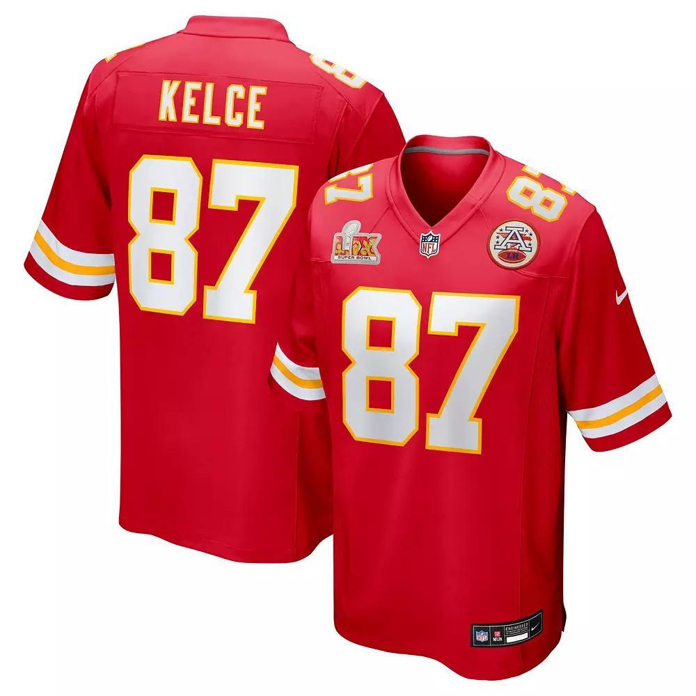 Men's Nike Travis Kelce Red Kansas City Chiefs Super Bowl LIX Game Jersey, Size: Medium Product Image