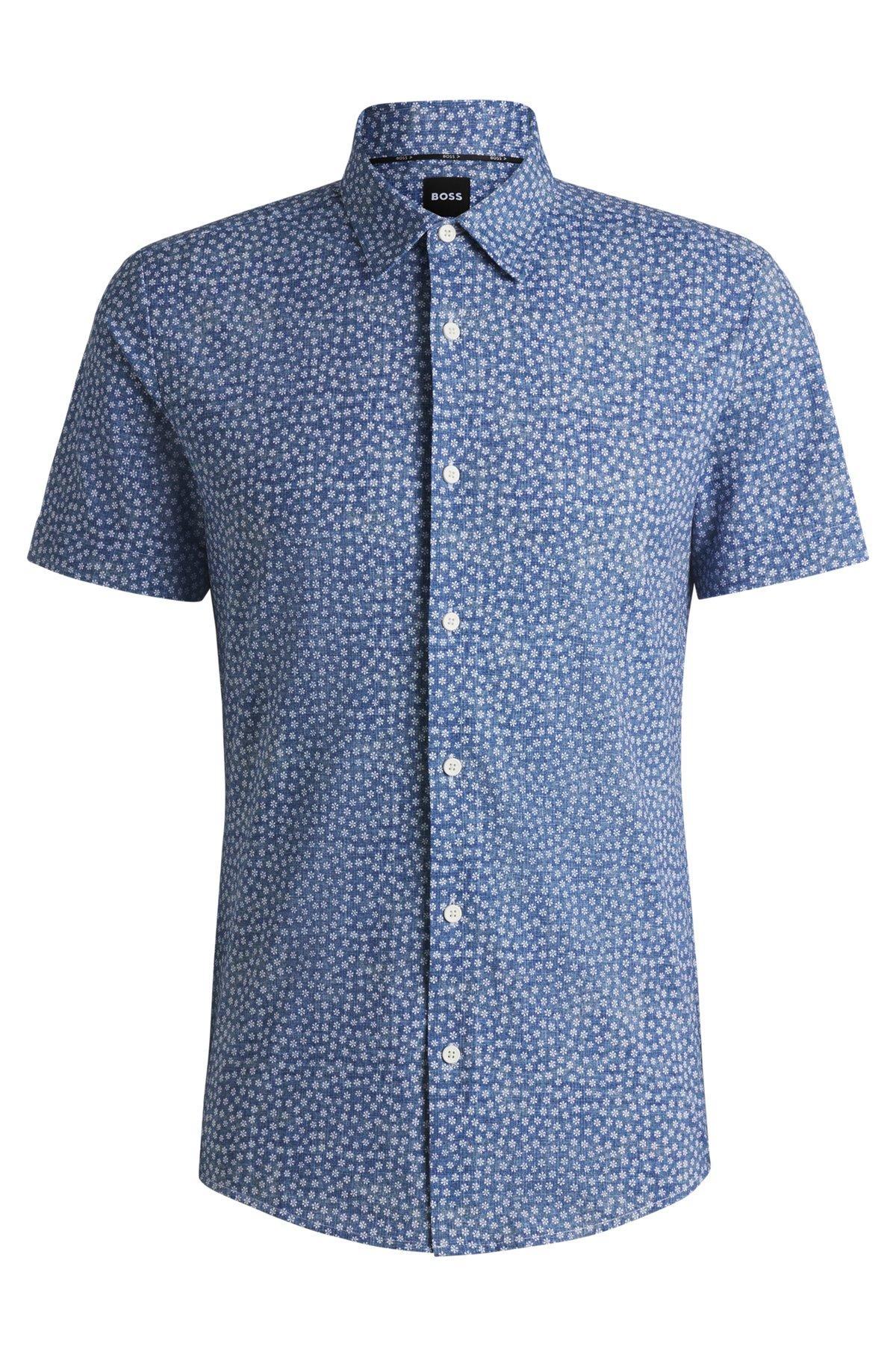 Slim-fit shirt in floral-print performance fabric Product Image