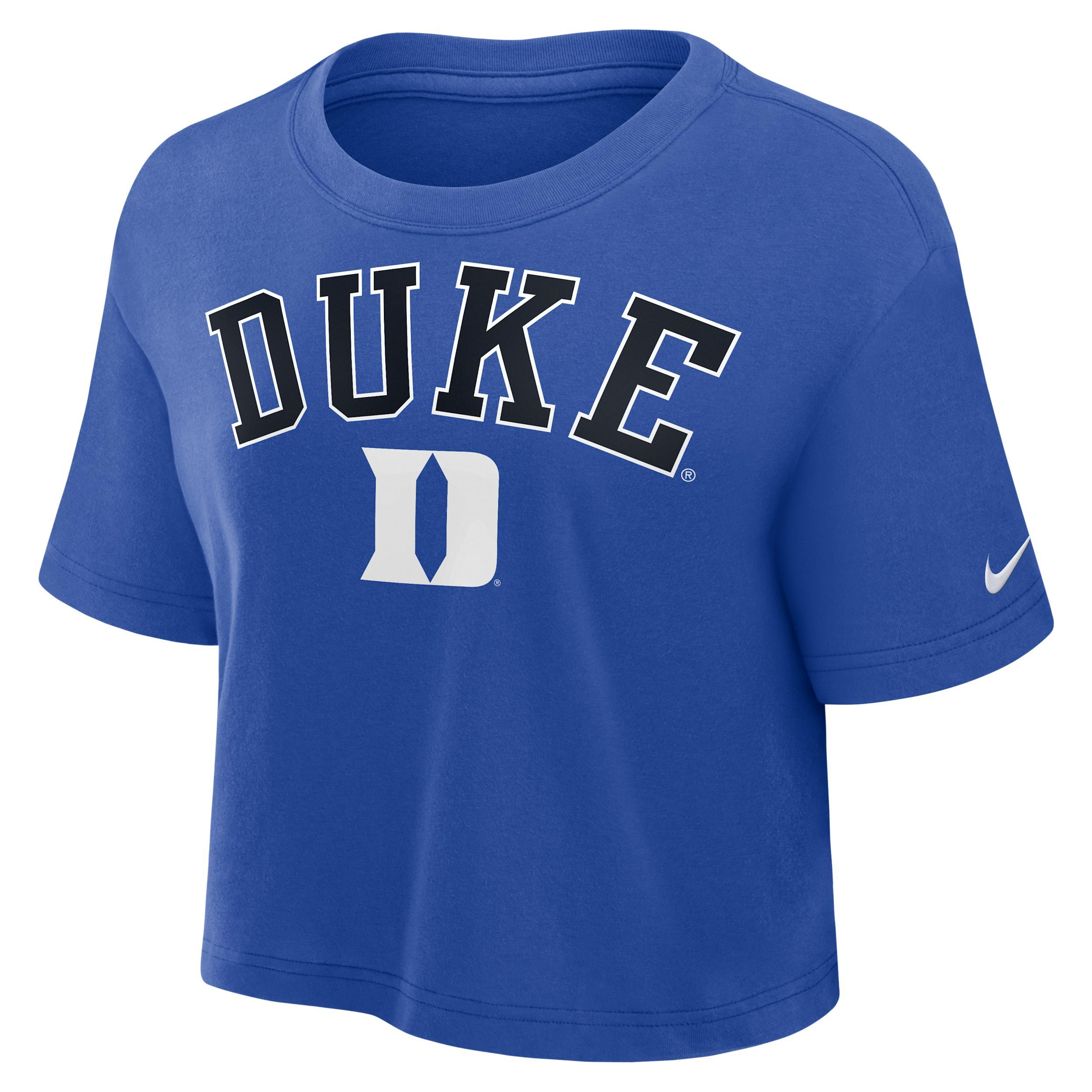Duke Athletic Prep Arch Nike Womens Dri-FIT College Cropped T-Shirt | 01D44EVDU-X0L Product Image