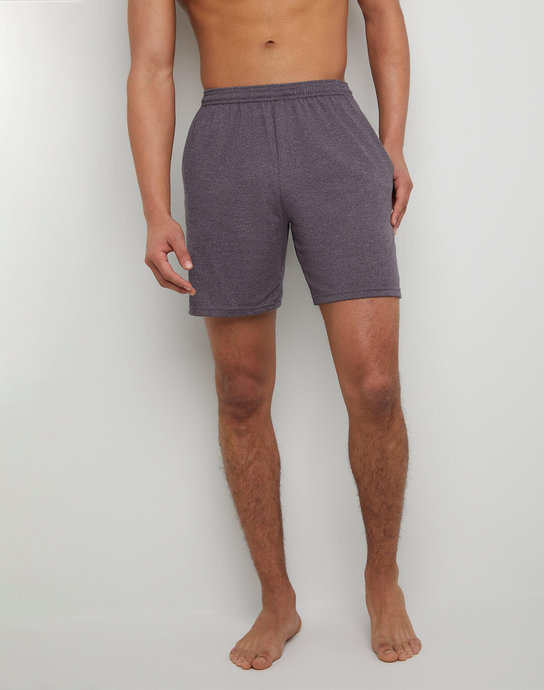 Hanes Essentials Mens Cotton Shorts With Pockets, 7.5 Charcoal Heather L Product Image