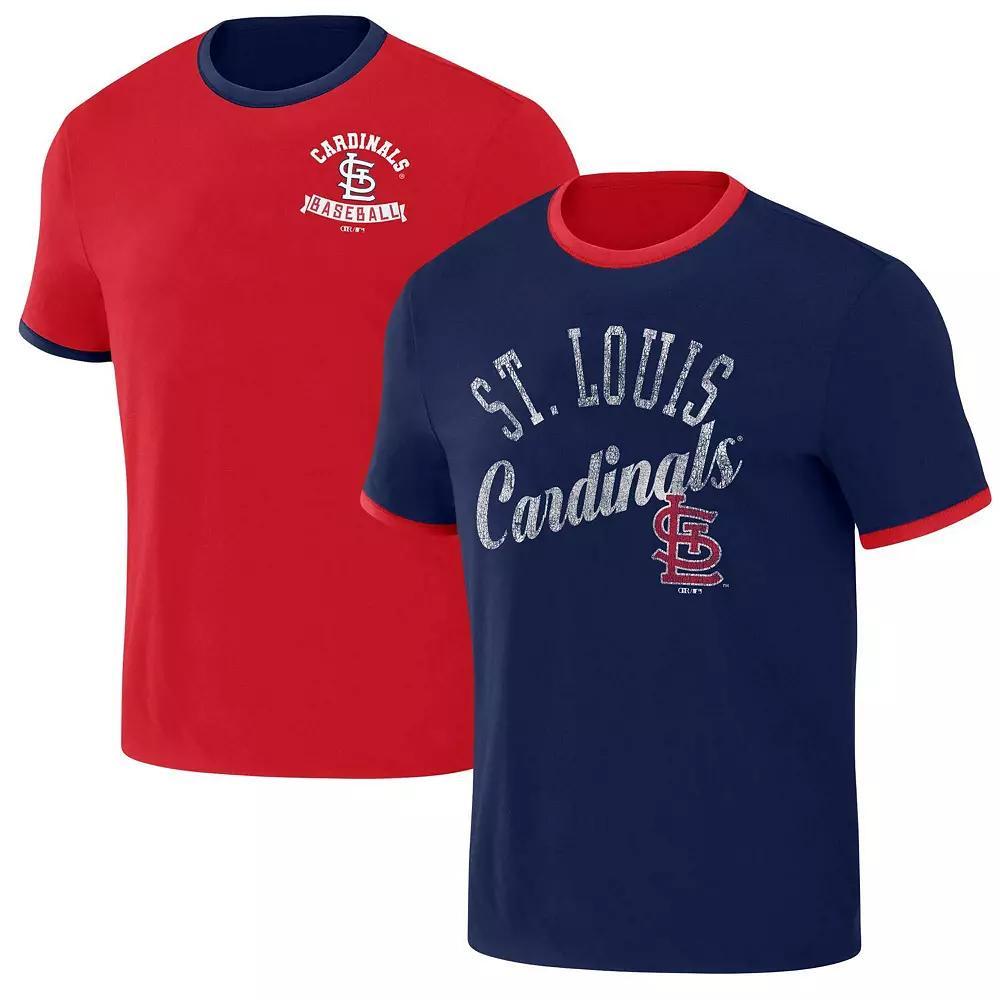 Men's Darius Rucker Collection by Fanatics Red/Navy St. Louis Cardinals Two-Way Ringer Reversible T-Shirt, Size: Small Product Image