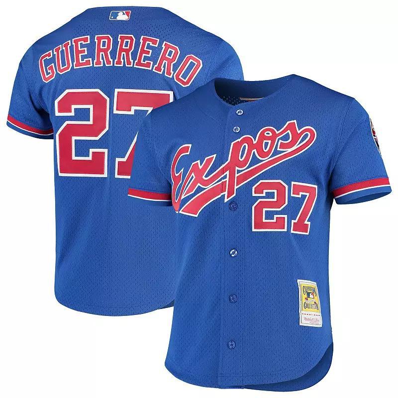 Men's Mitchell & Ness Vladimir Guerrero Royal Montreal Expos Cooperstown Collection Mesh Batting Practice Button-Up Jersey, Size: Medium, Mlb Blue Product Image