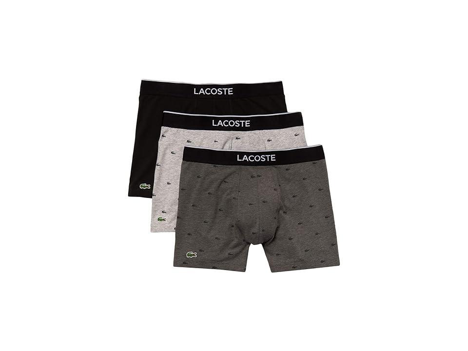 Lacoste Cotton Stretch Logo Waistband Long Boxer Briefs, Pack of 3 Product Image