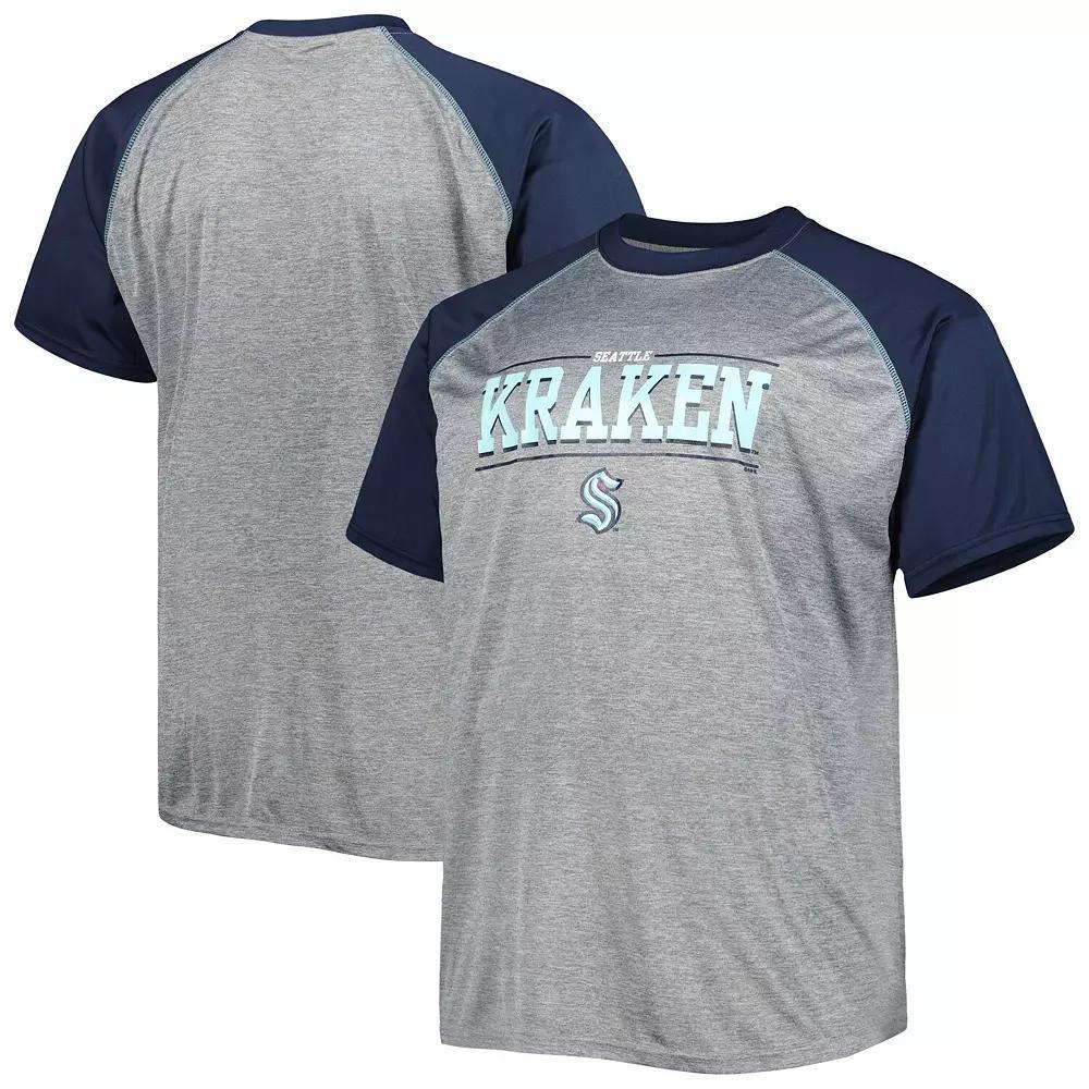 Men's Heather Gray Seattle Kraken Big & Tall Logo Raglan T-Shirt, Size: 2XLT, Krk Grey Product Image