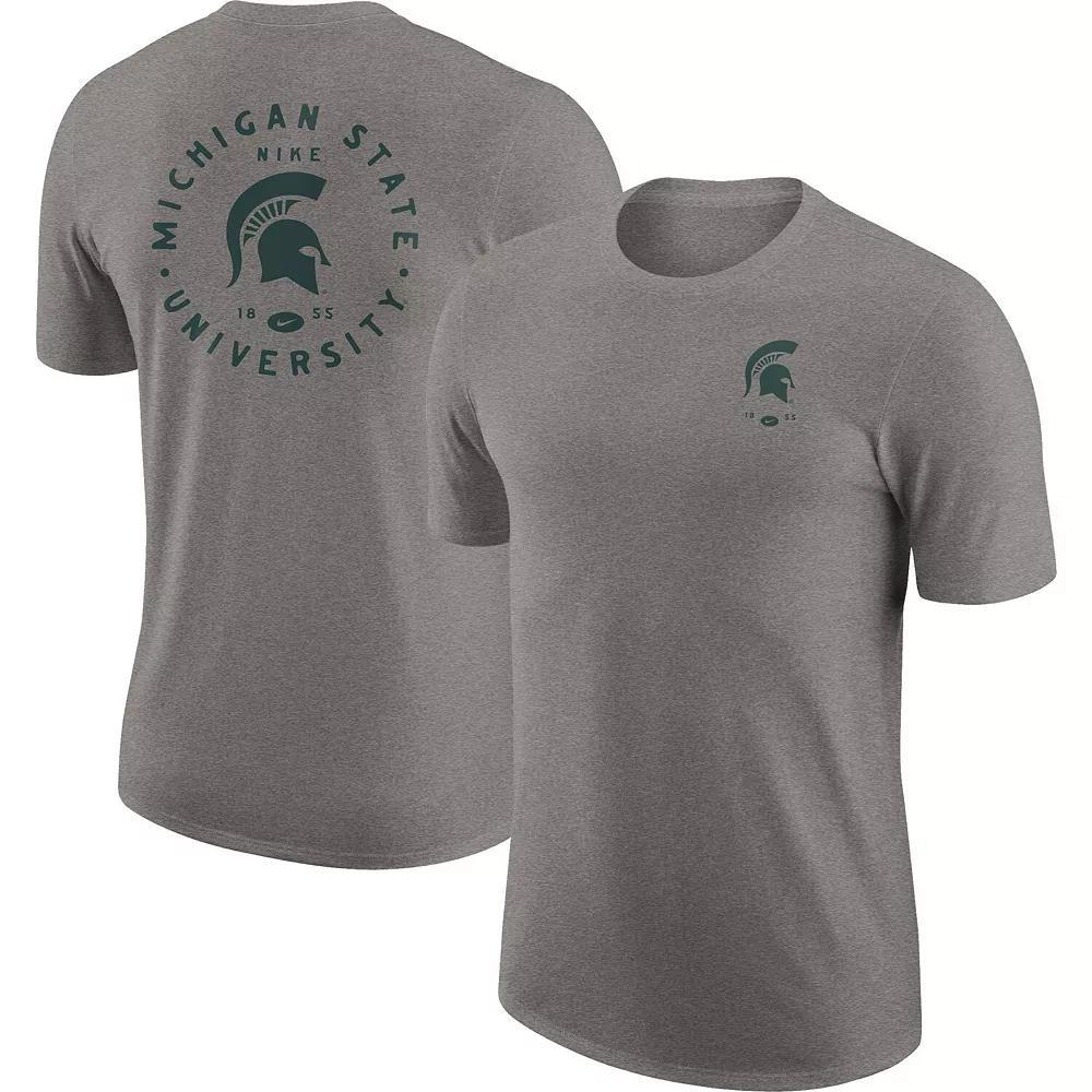 Men's Nike Heathered Gray Michigan State Spartans Logo 2-Hit Tri-Blend Performance T-Shirt, Size: 2XL, Grey Product Image