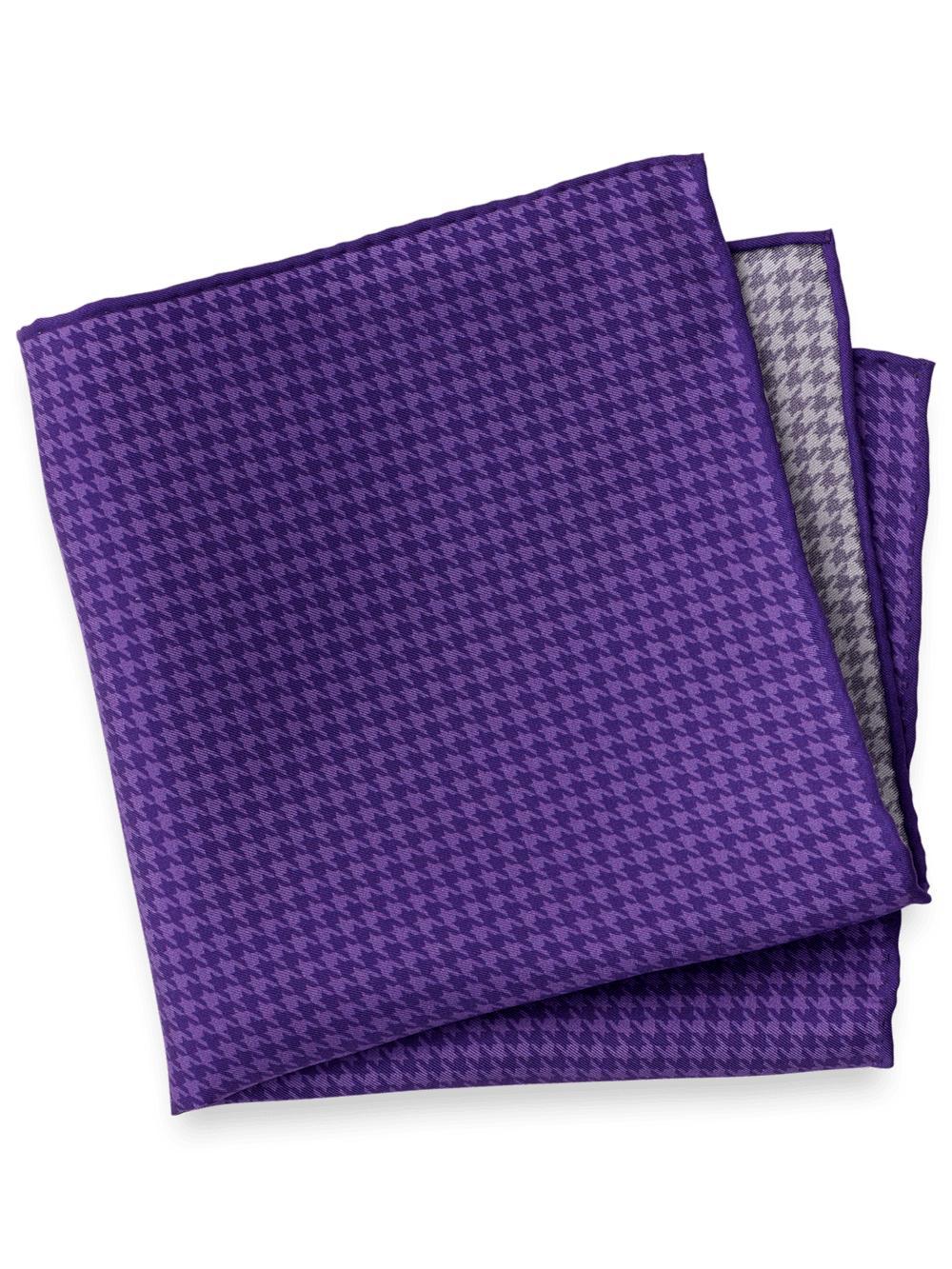 Houndstooth Silk Pocket Square - Purple Product Image