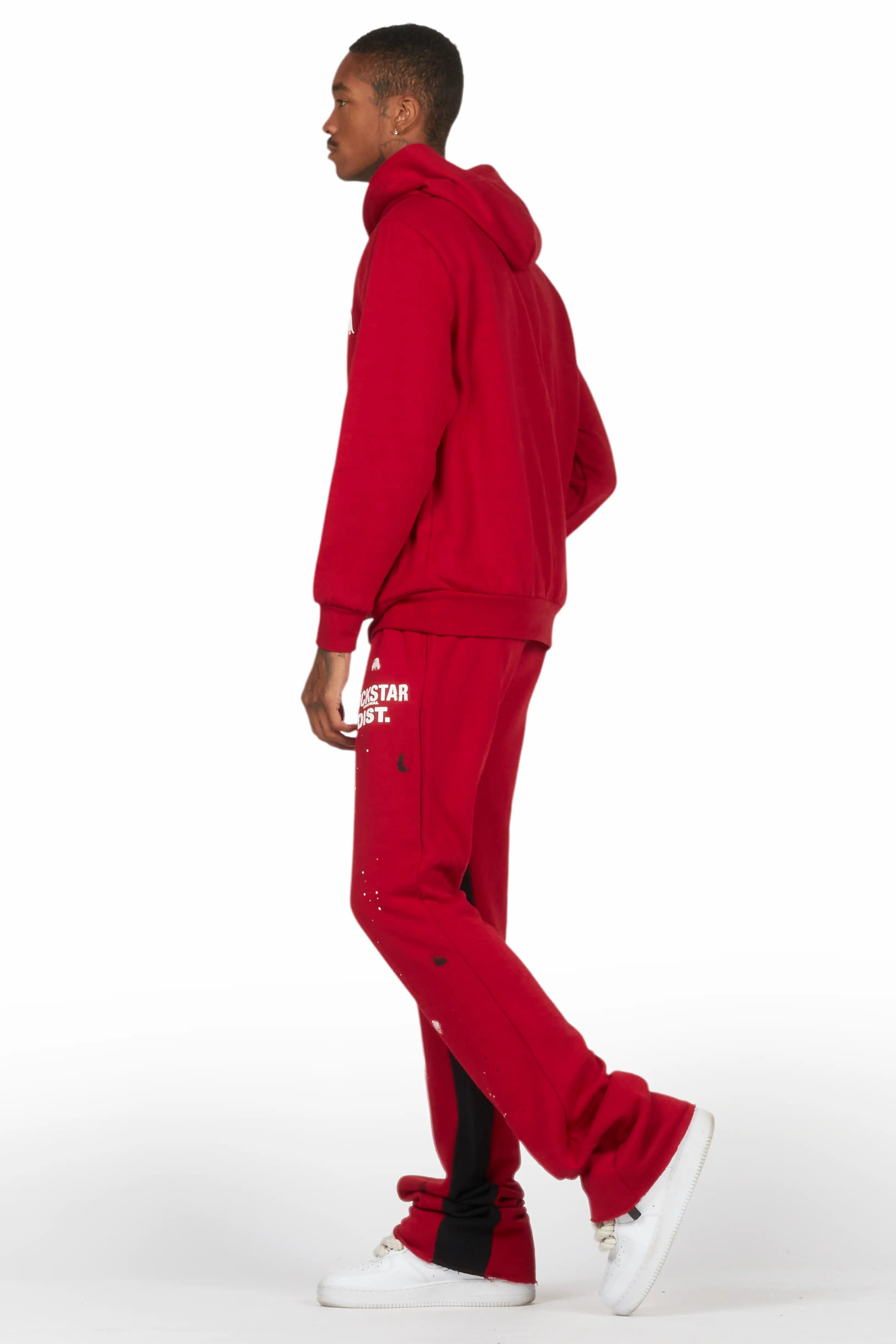 Scottie Burgundy Hoodie/Baggy Track Pant Set Male Product Image