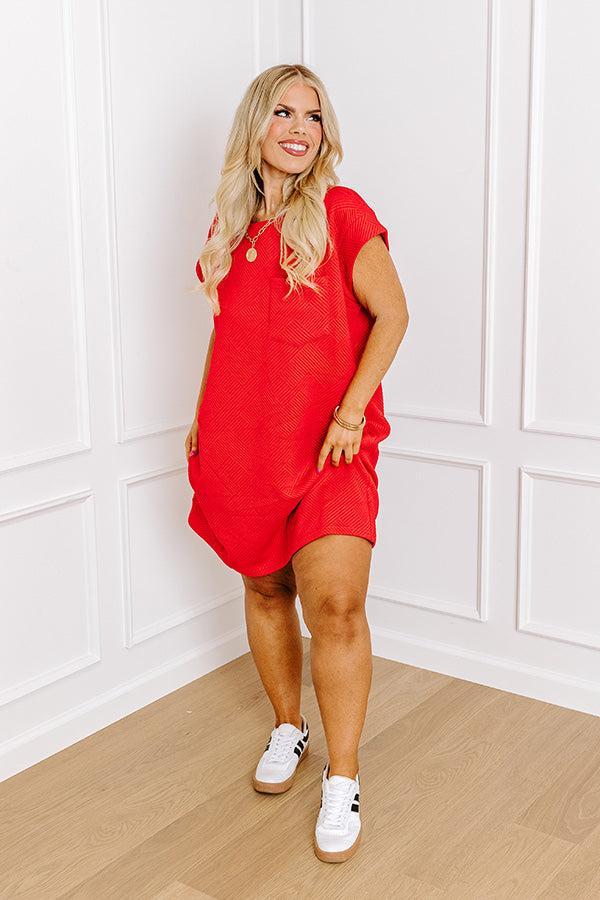 Sunny Days Shift Dress in Red Curves Product Image