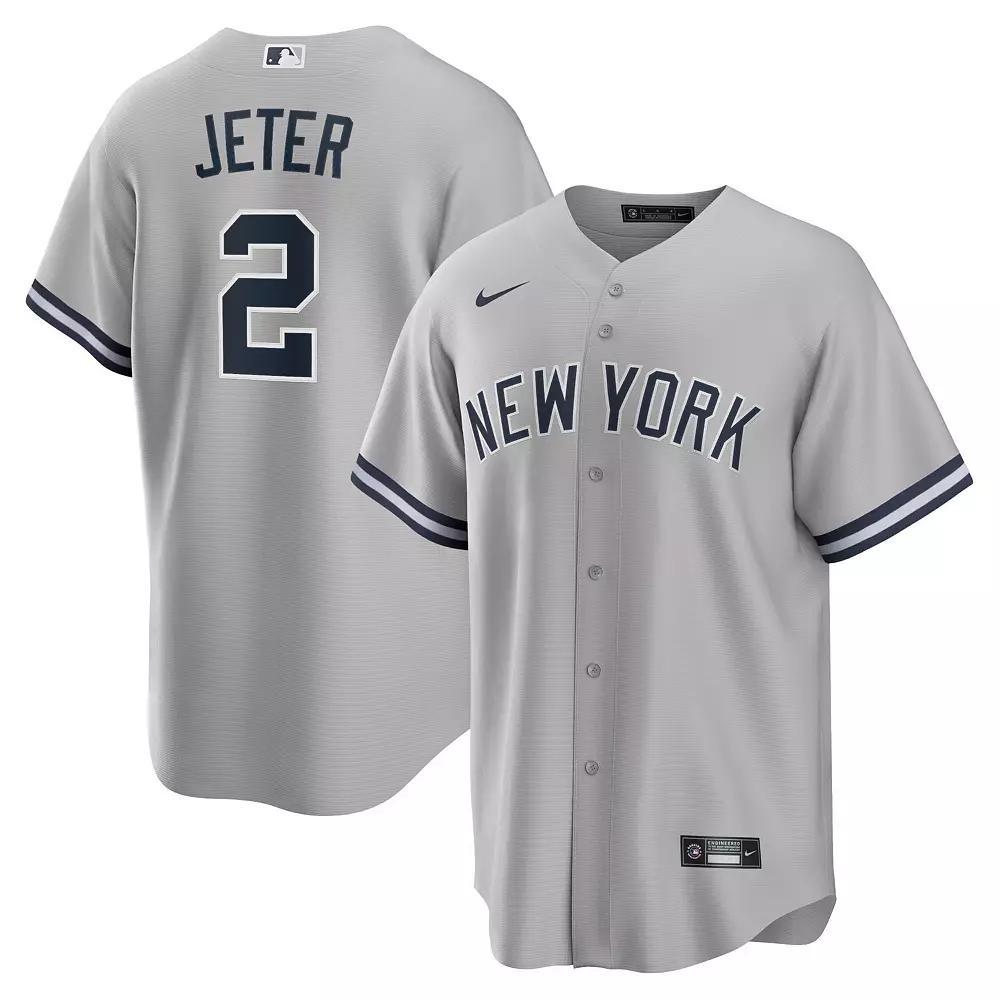 Men's Nike Derek Jeter Gray New York Yankees Big & Tall Road Replica Player Jersey, Size: 3XLT, Grey Product Image