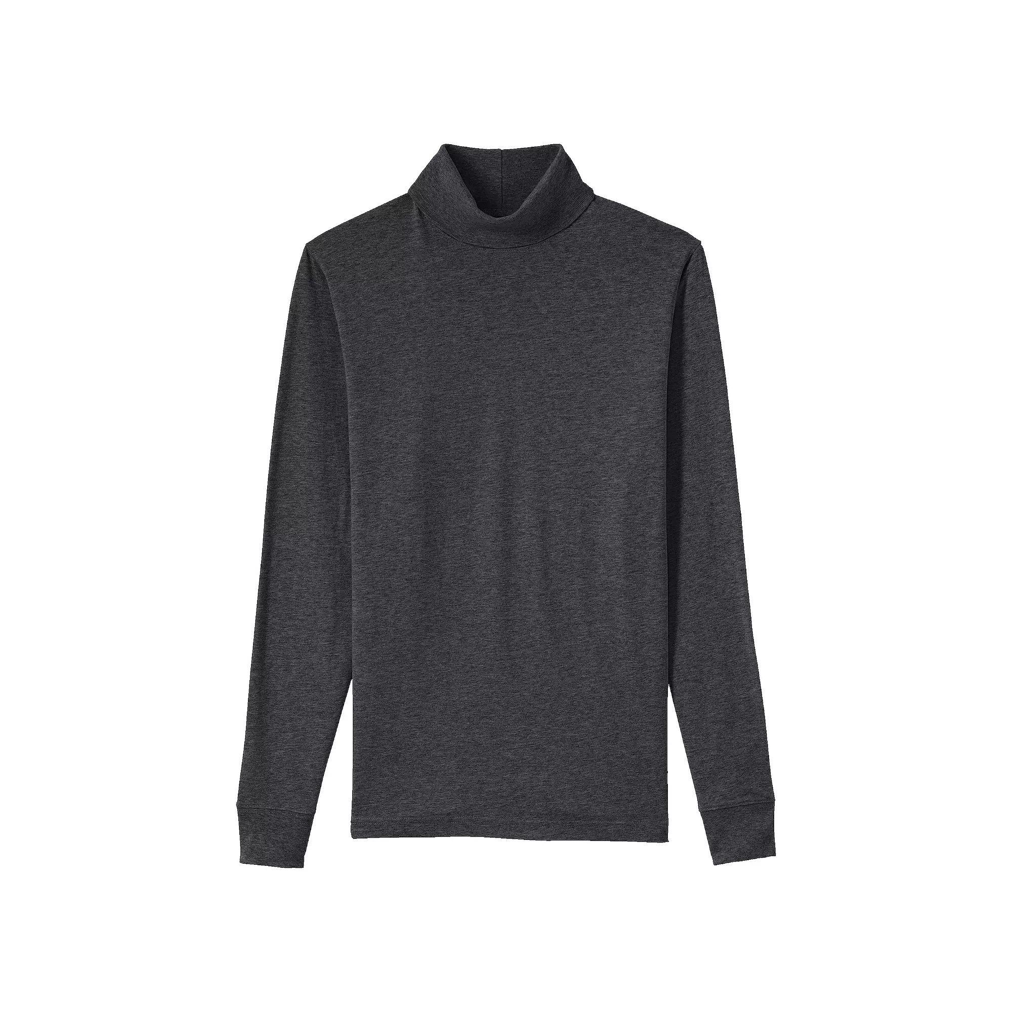 Men's Lands' End Super-T Turtleneck, Size: Large, Dark Grey Heather Product Image