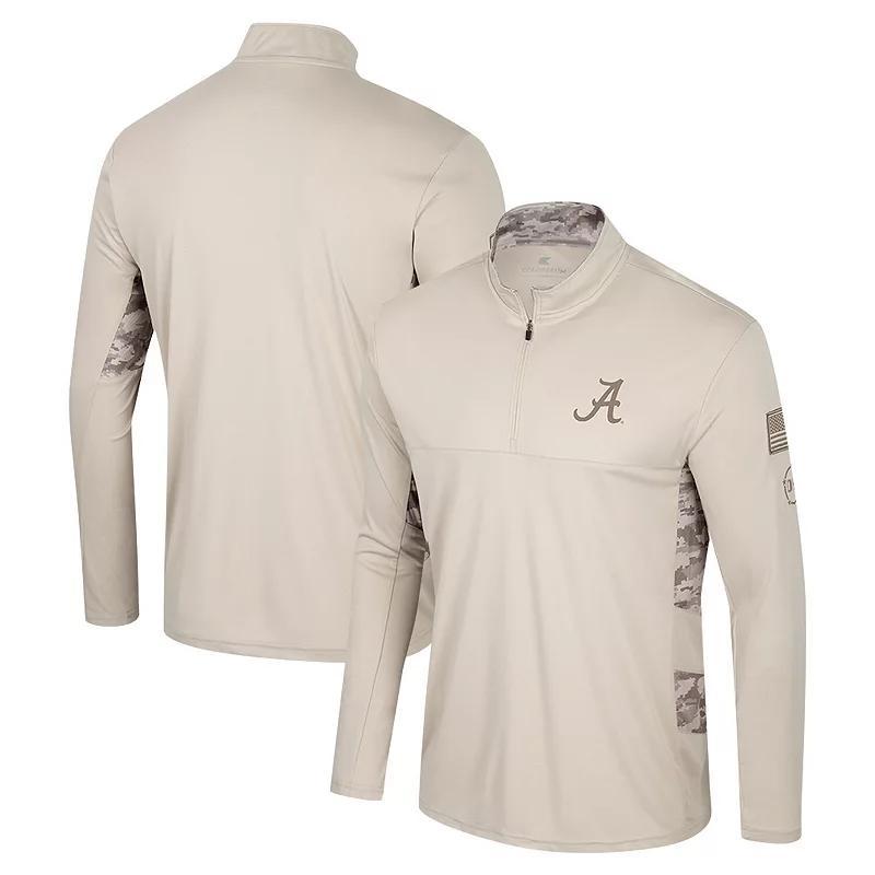 Men's Colosseum Natural Alabama Crimson Tide OHT Military Appreciation Quarter-Zip Jacket,  Product Image