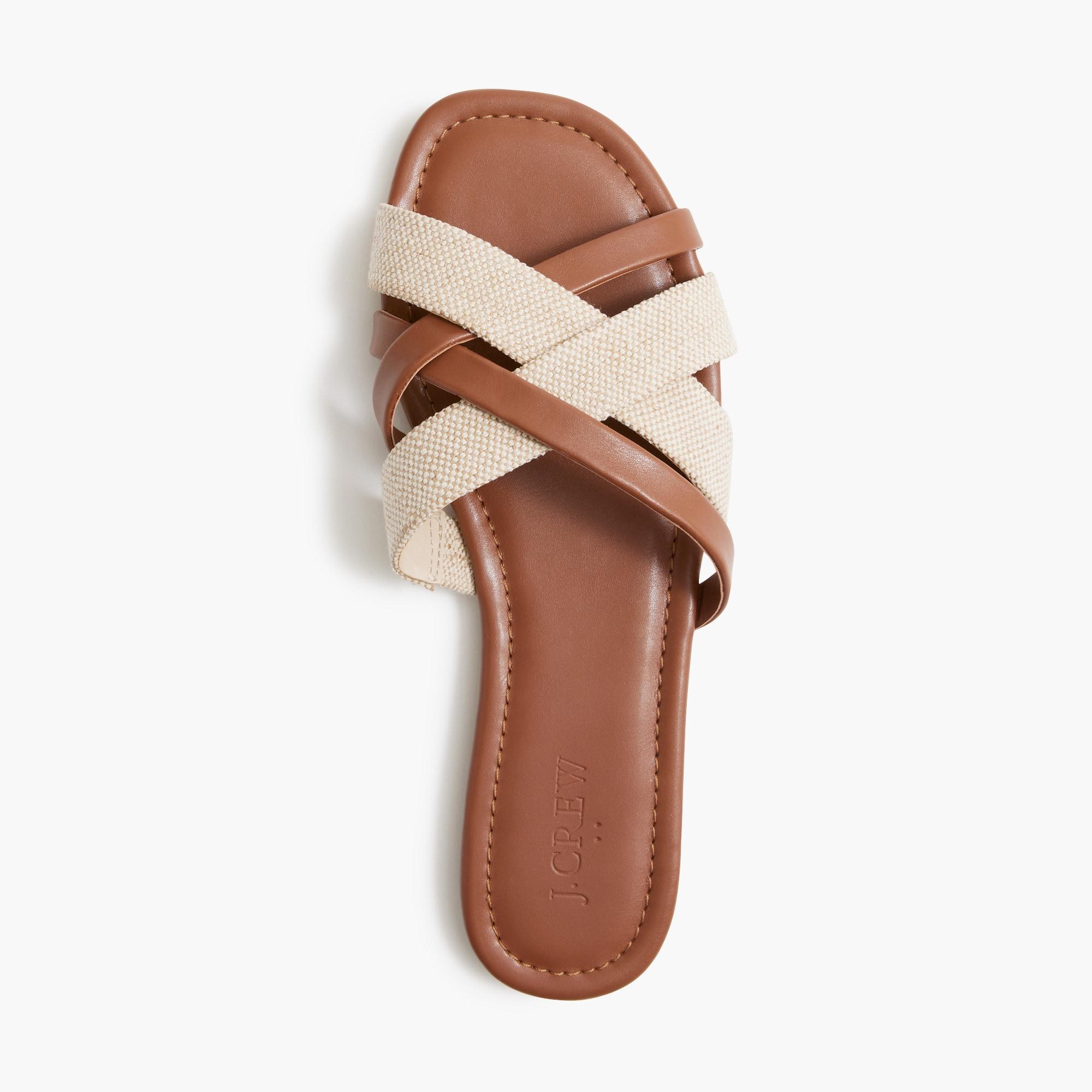 Mixed crisscross slide sandals Product Image