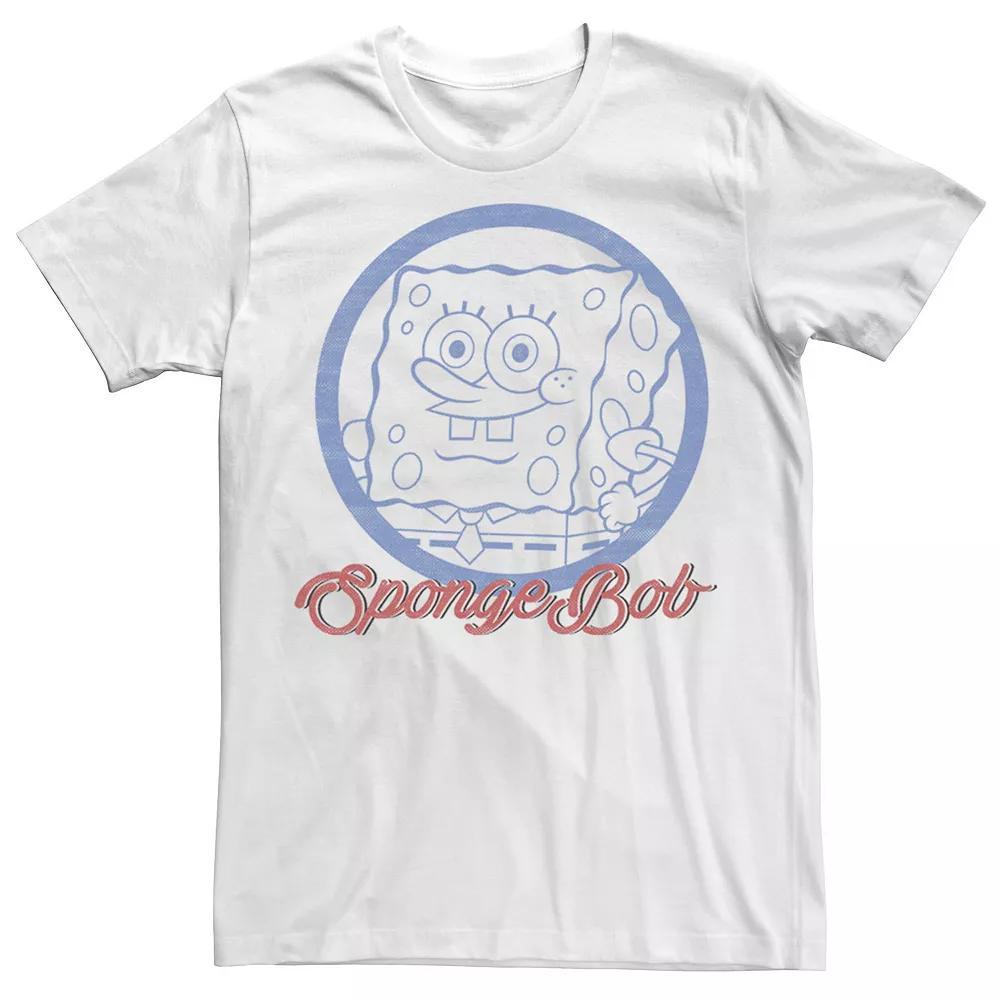 Men's Nickelodeon SpongeBob SquarePants Line Art Cursive Logo Portrait Graphic Tee, Size: XL, White Product Image