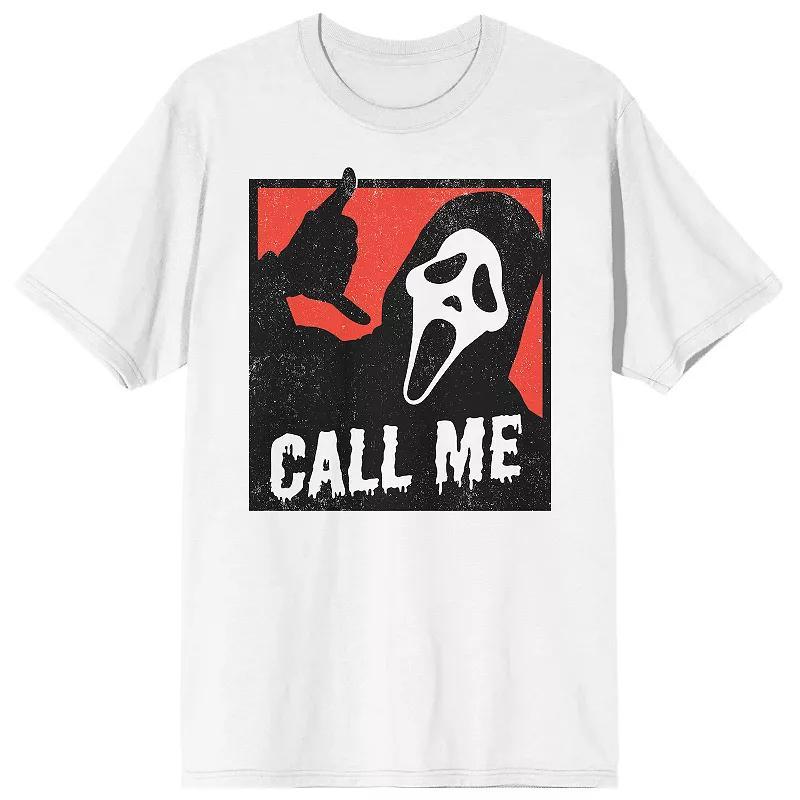 Men's Ghostface Call Me Crew Neck Tee, Size: XL, White Product Image