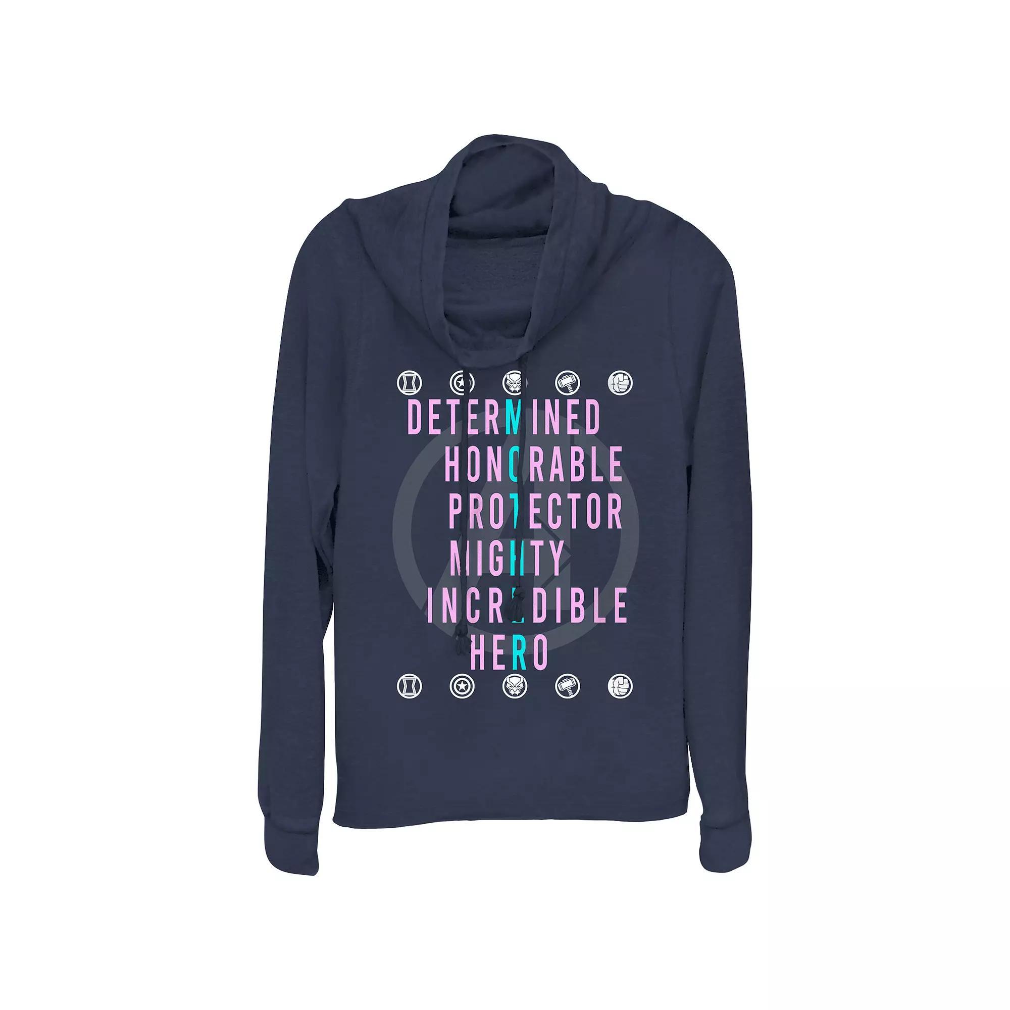 Women's Avenger Mom Qualities Cowlneck Graphic Lightweight Long Sleeve, Size: XS, Blue Product Image