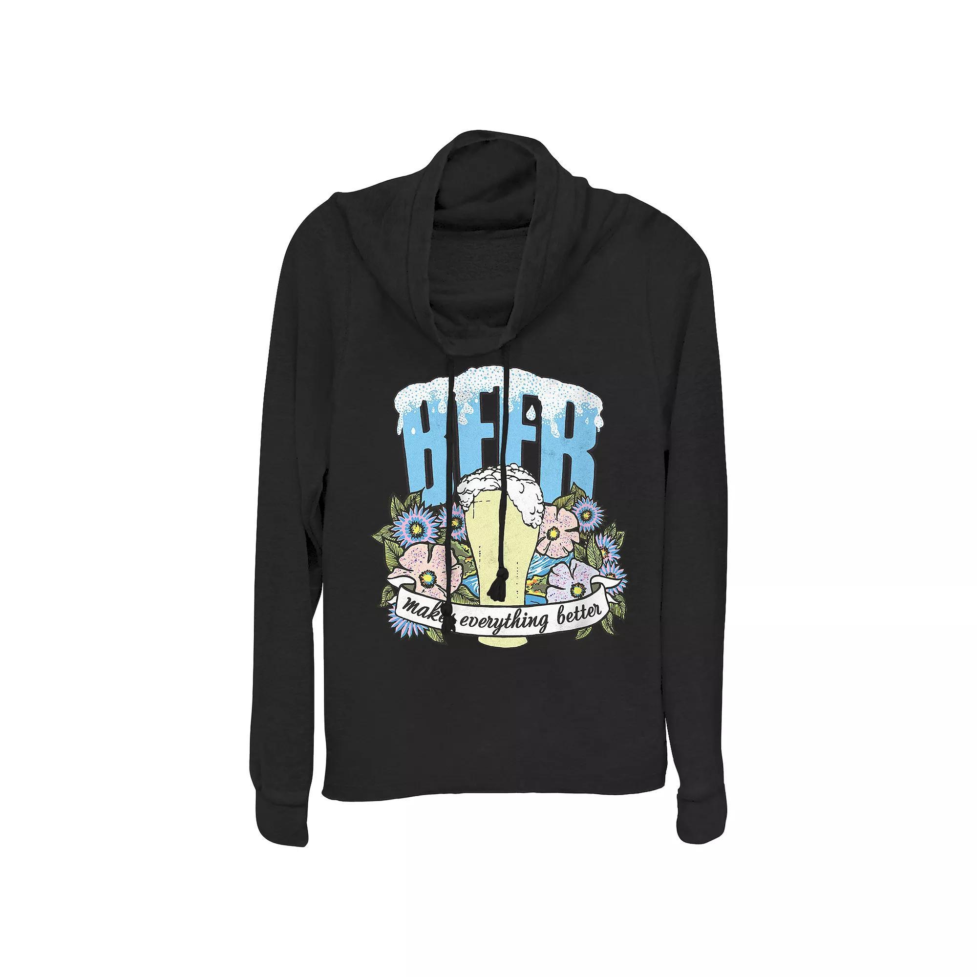 Women's Beer Makes Everything Better Cowlneck Graphic Lightweight Long Sleeve,  Product Image