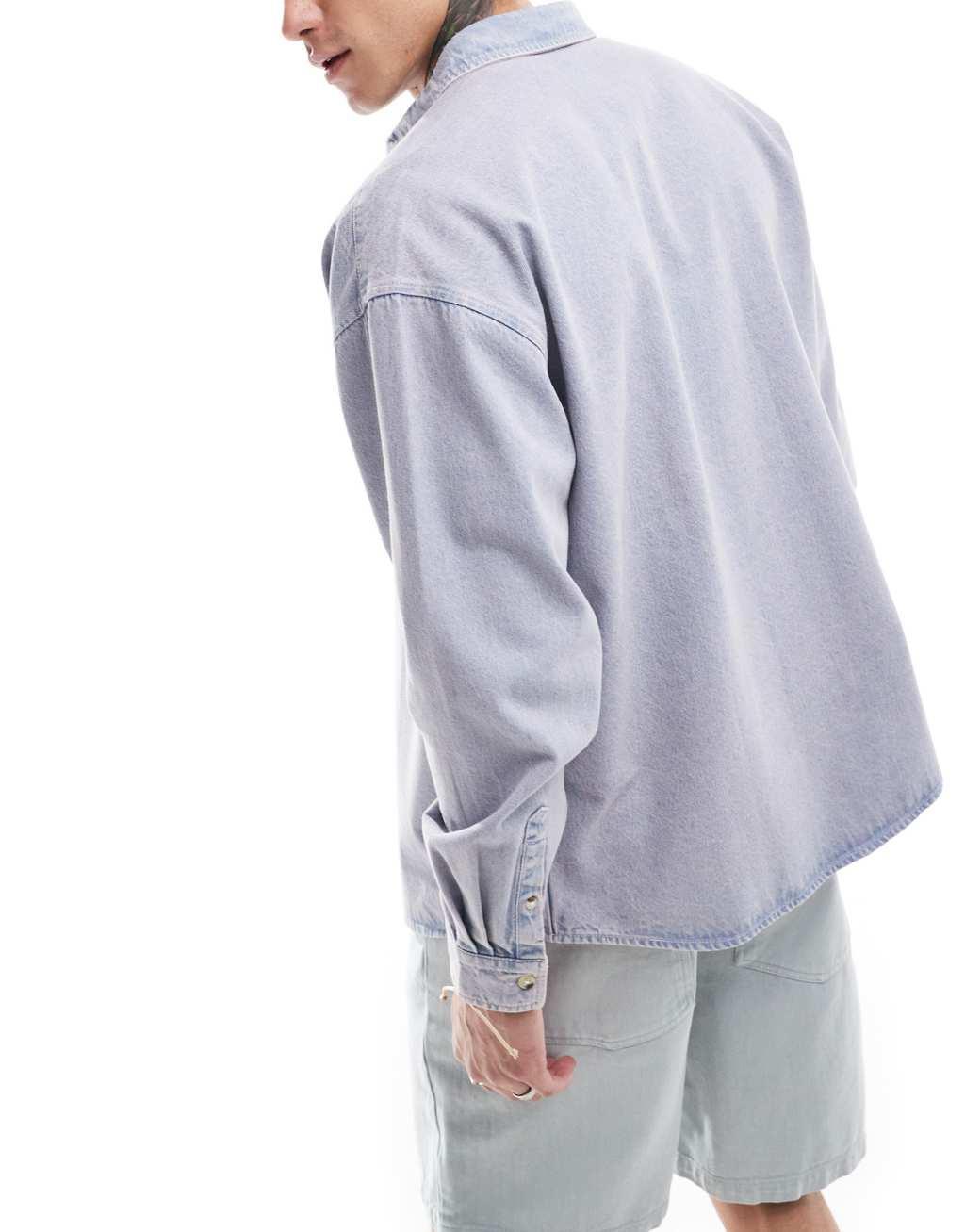 ASOS DESIGN 90s oversized denim shirt in lilac wash Product Image