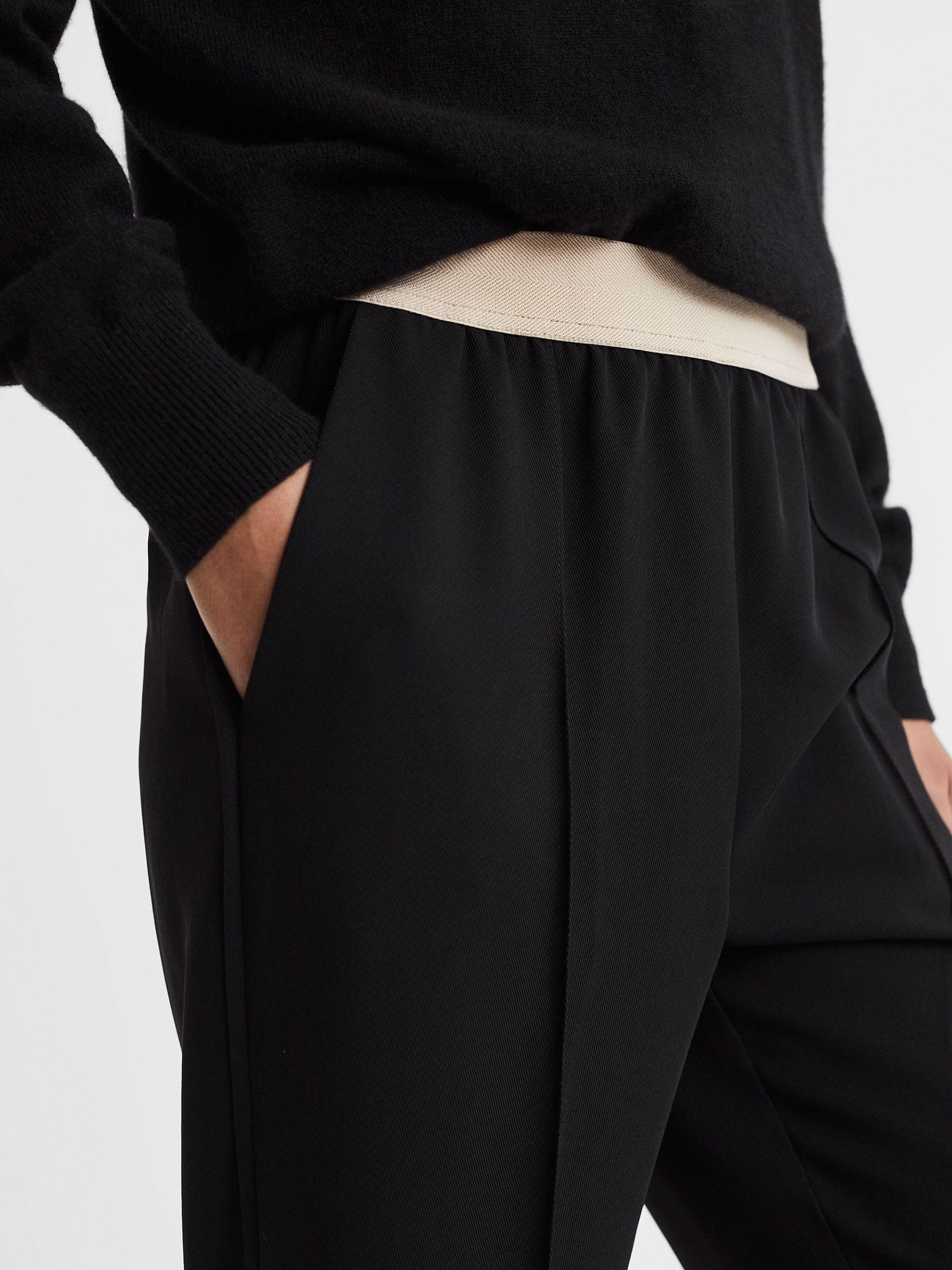 Elasticated Waistband Tapered Trousers in Black Product Image