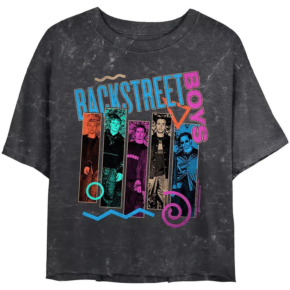 Juniors' Backstreet Boys Members Banners Crop Top Mineral Wash Graphic Tee, Women's,  Product Image