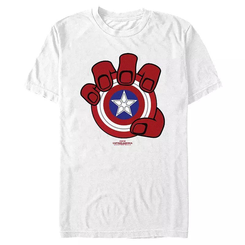 Big & Tall Marvel Captain America Brave New World Red Hand And Shield Graphic Tee, Men's, Size: 4XL Tall, White Product Image