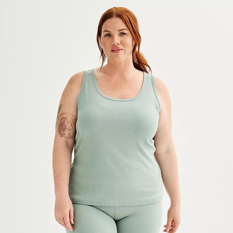 Plus Size Sonoma Goods For Life Ribbed Pajama Tank Top, Womens Product Image