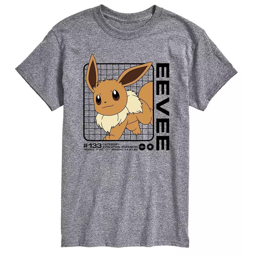 Big & Tall Pokemon Eevee's Stats Graphic Tee, Men's, Size: Large Tall, Gray Product Image