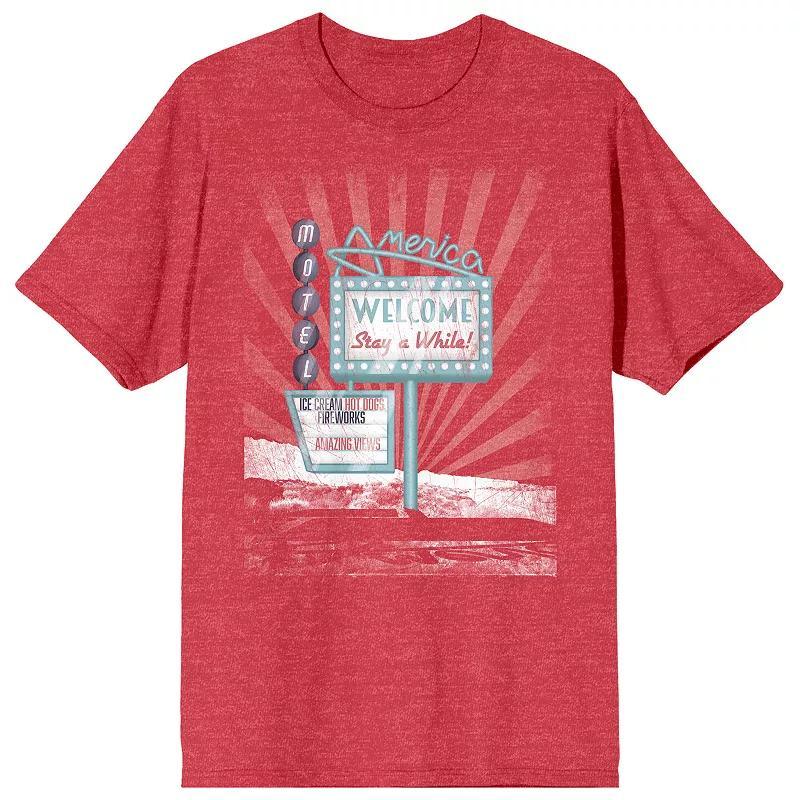 Men's Americana Vintage Motel Graphic Tee, Size: XXL, Red Product Image