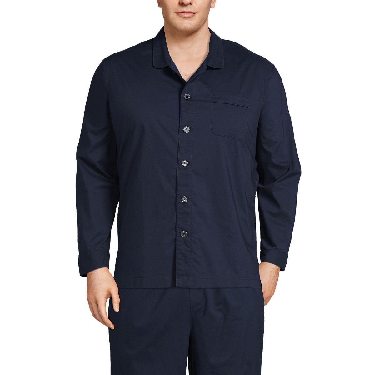 Big & Tall Lands End Broadcloth Pajama Sleep Shirt, Mens Radiant Blue Product Image